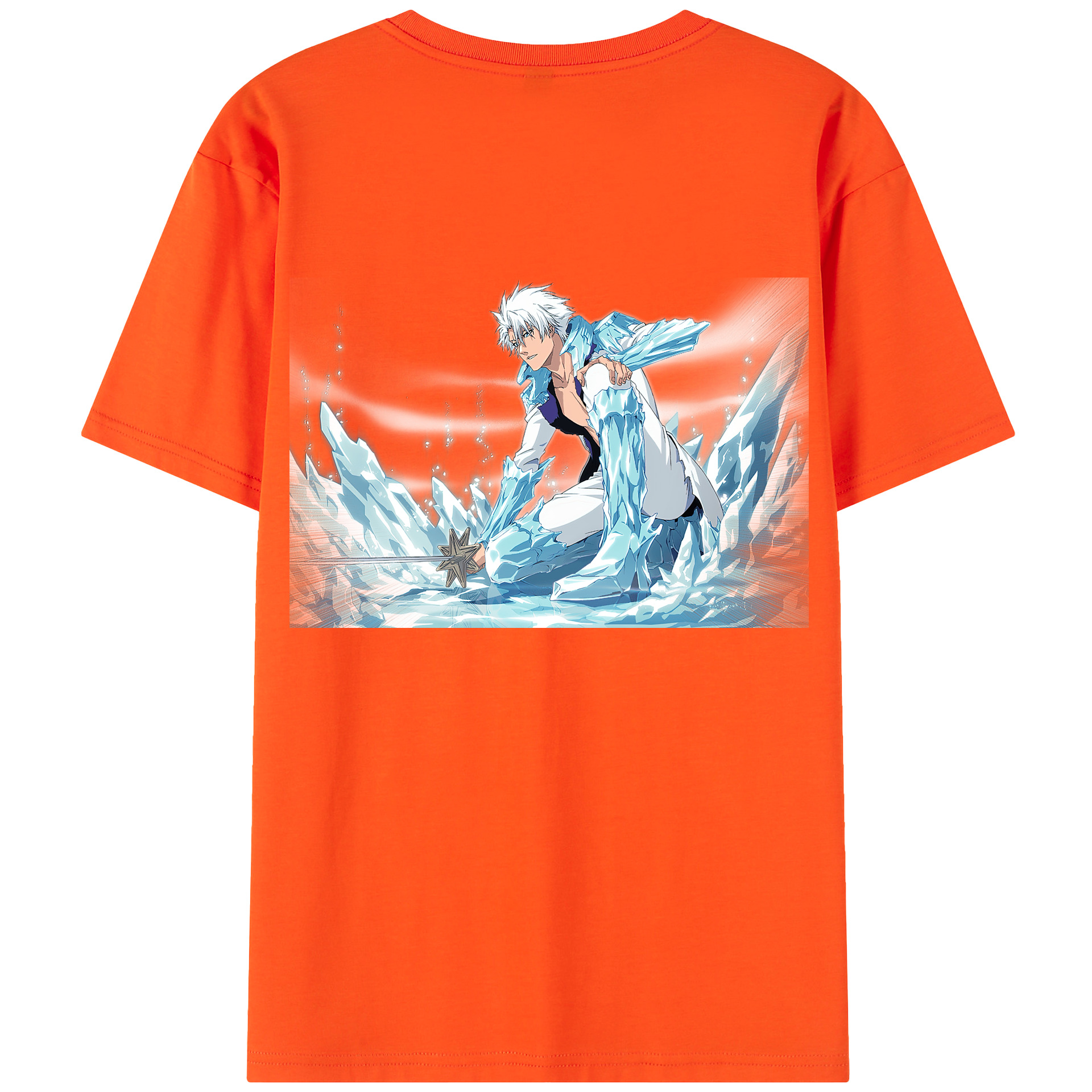 （画像用） ブリーチ 日番谷冬獅郎（ひつがや とうしろう） BLEACH Hitsugaya Toushirou 綿100％半袖Tシャツ（背面プリント）