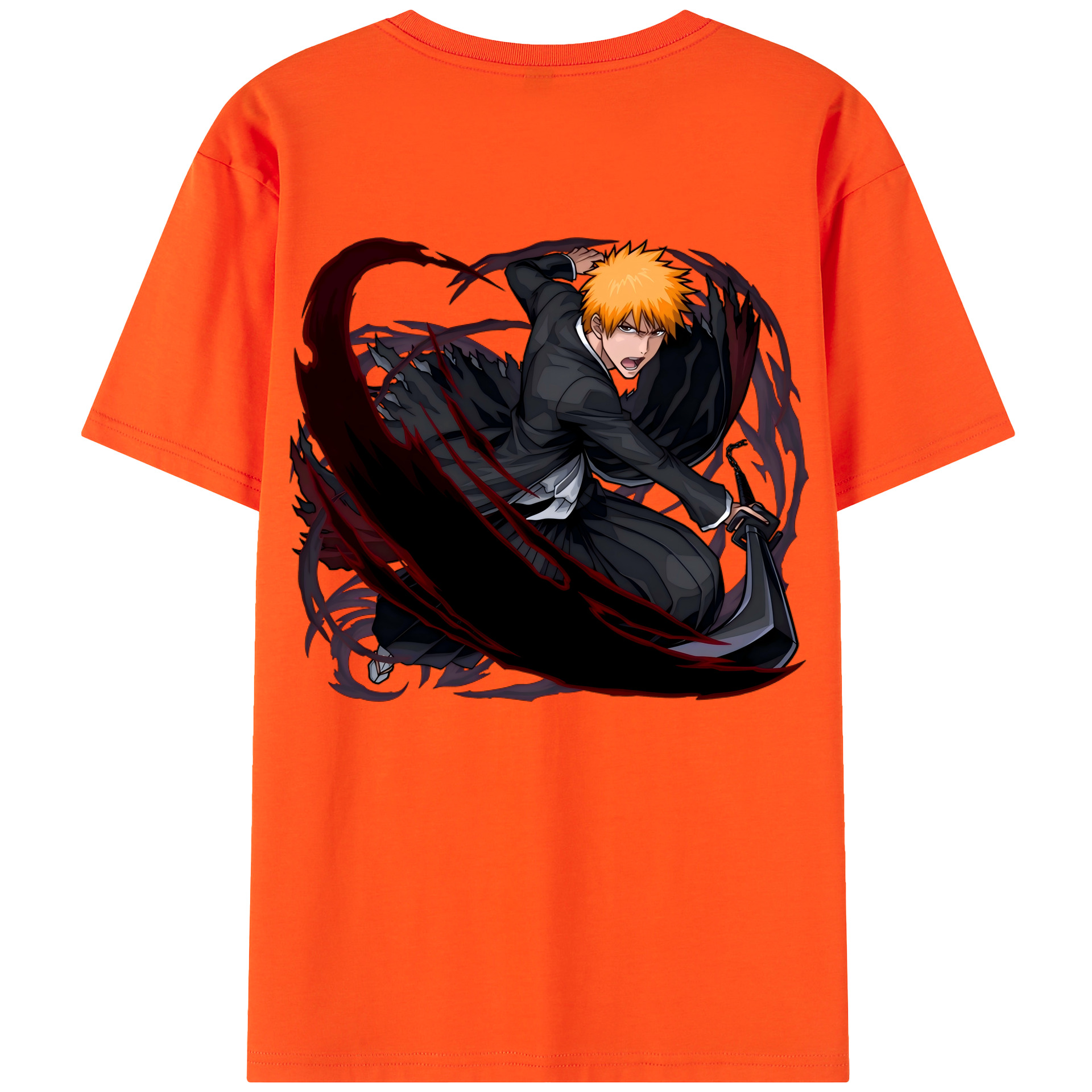 （画像用） ブリーチ 黒崎一護（くろさき いちご）BLEACH Kurosaki Ichigo 綿100％半袖Tシャツ（背面プリント）