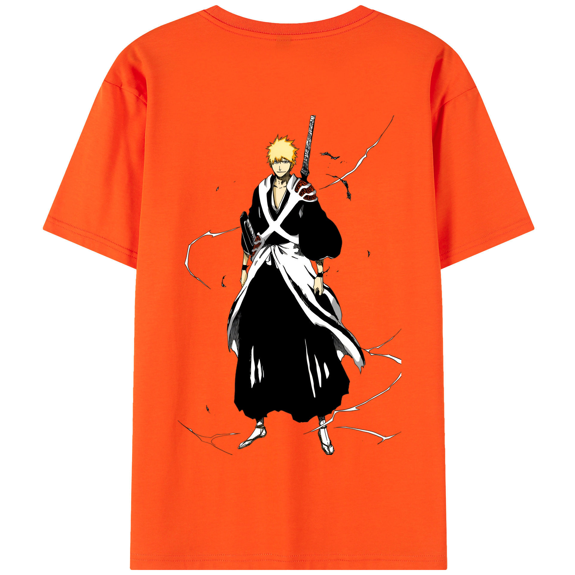 （画像用） ブリーチ 黒崎一護（くろさき いちご）BLEACH Kurosaki Ichigo 綿100％半袖Tシャツ（背面プリント）