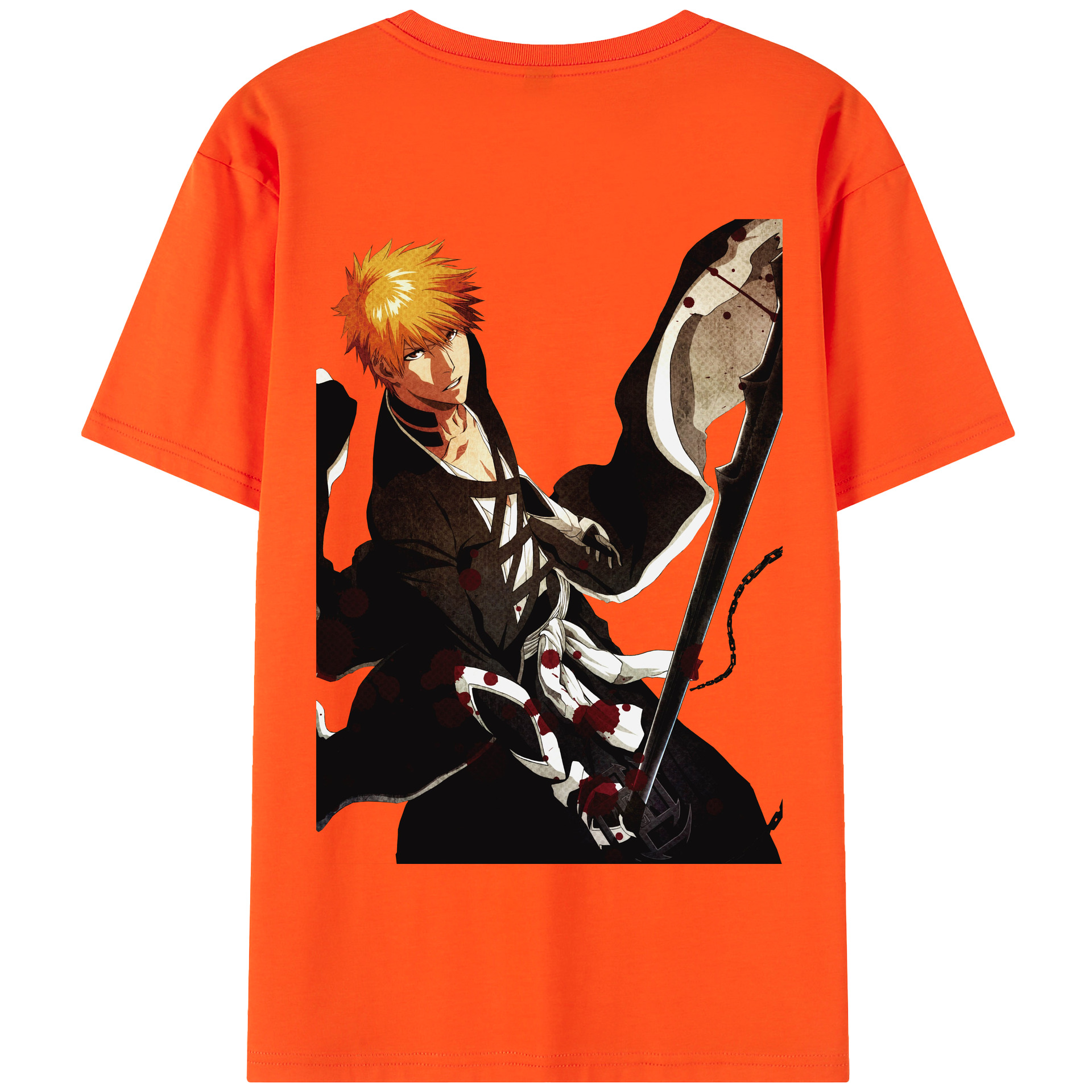 （画像用） ブリーチ 黒崎一護（くろさき いちご）BLEACH Kurosaki Ichigo 綿100％半袖Tシャツ（背面プリント）