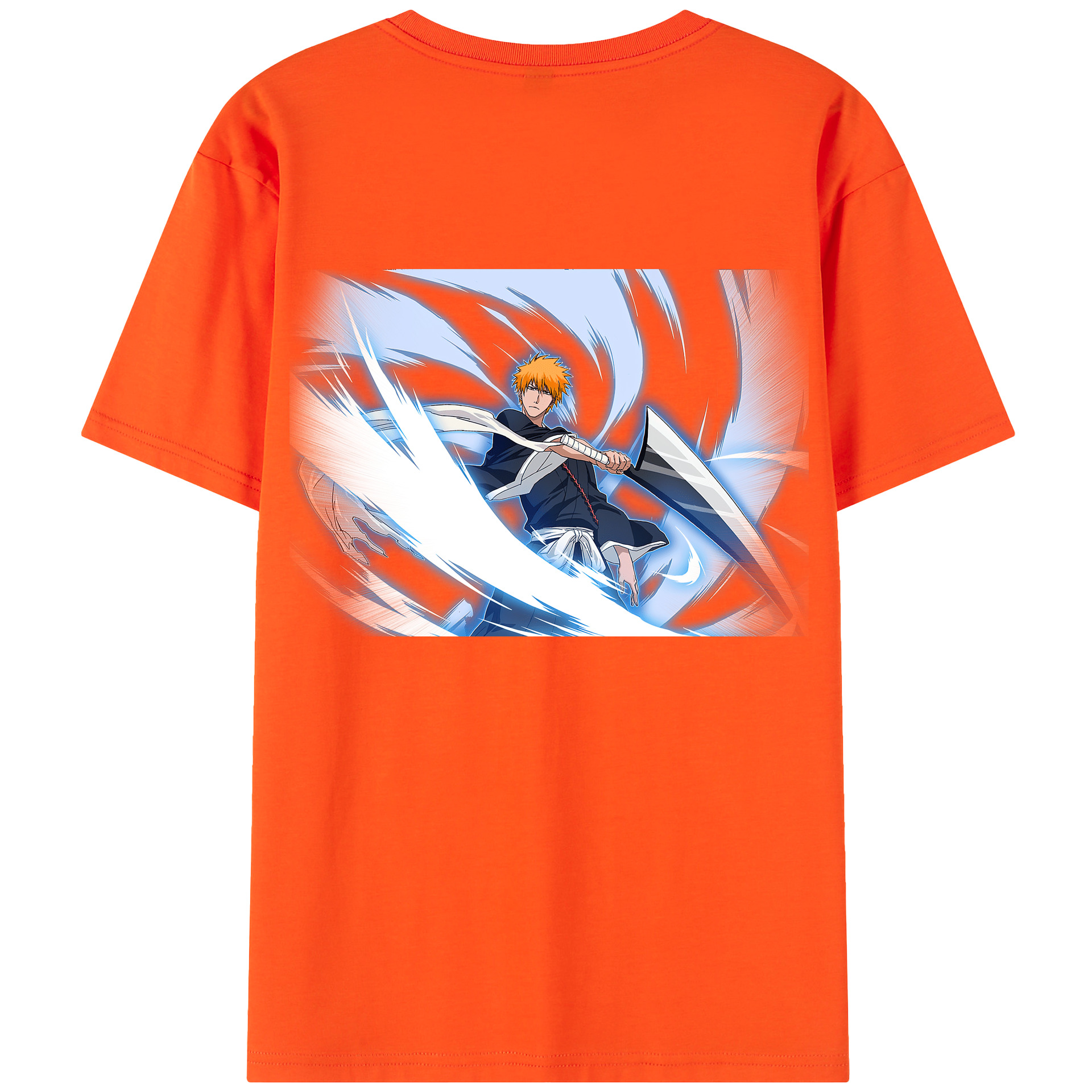 （画像用） ブリーチ 黒崎一護（くろさき いちご）BLEACH Kurosaki Ichigo 綿100％半袖Tシャツ（背面プリント）