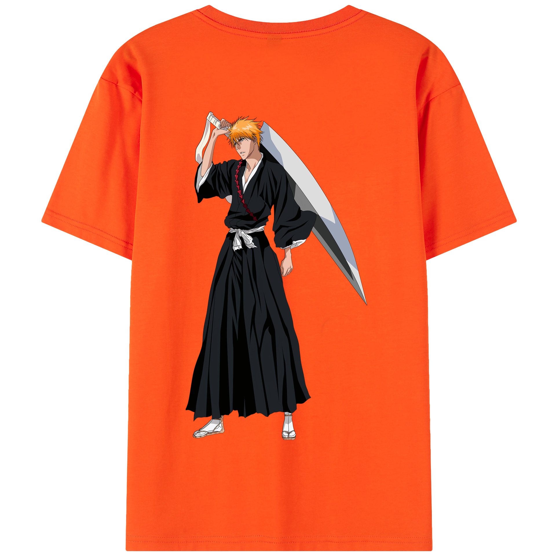 （画像用） ブリーチ 黒崎一護（くろさき いちご）BLEACH Kurosaki Ichigo 綿100％半袖Tシャツ（背面プリント）