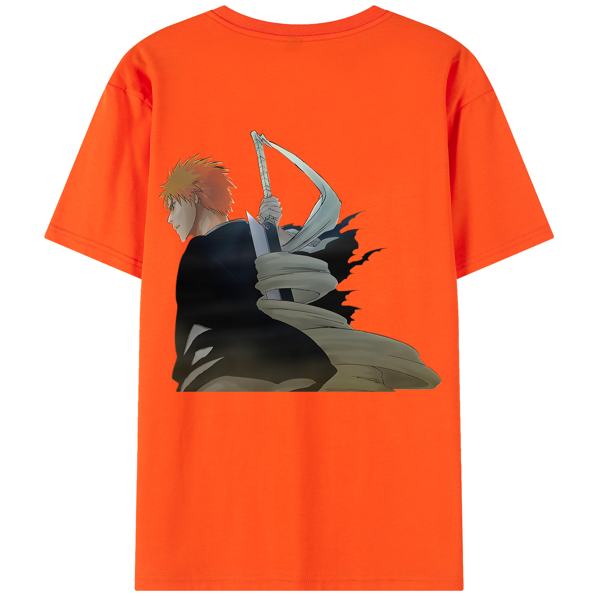 （画像用） ブリーチ 黒崎一護（くろさき いちご）BLEACH Kurosaki Ichigo 綿100％半袖Tシャツ（背面プリント）