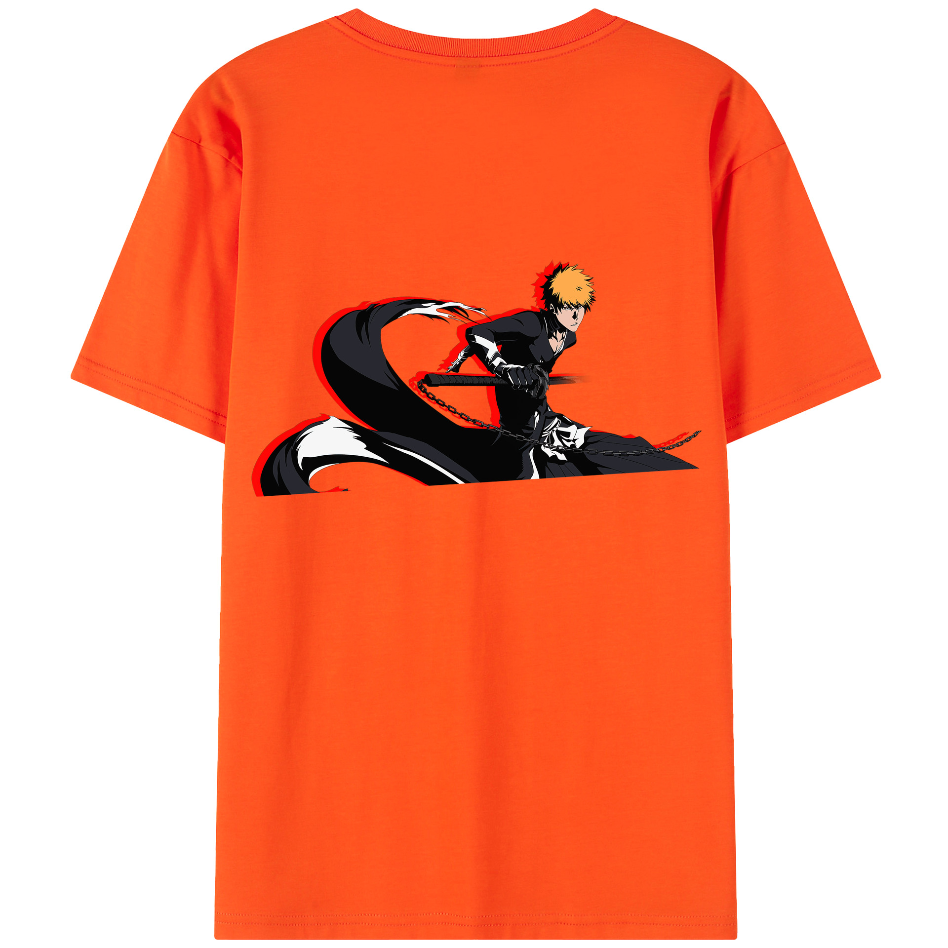 （画像用） ブリーチ 黒崎一護（くろさき いちご）BLEACH Kurosaki Ichigo 綿100％半袖Tシャツ（背面プリント）