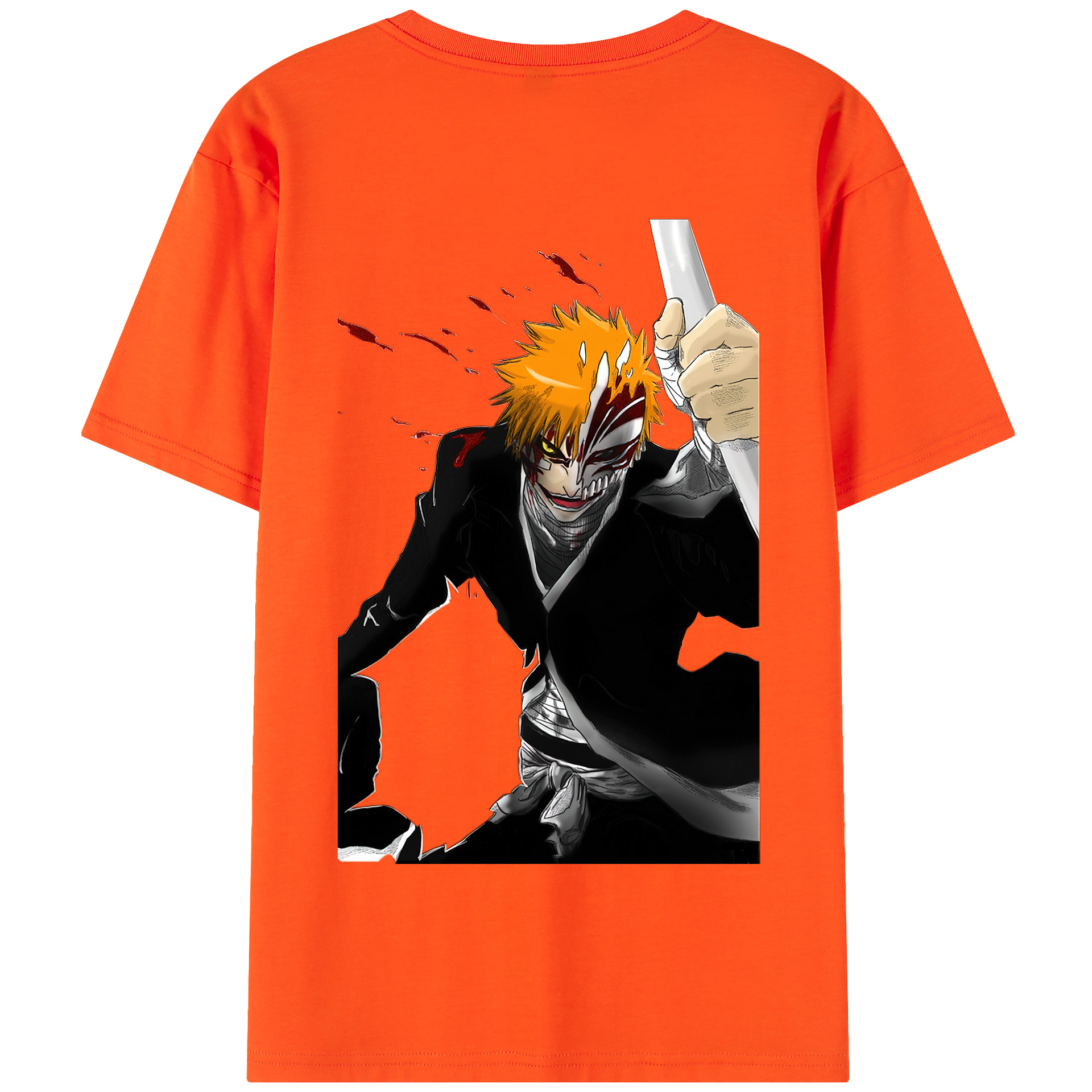 （画像用） ブリーチ 黒崎一護（くろさき いちご）BLEACH Kurosaki Ichigo 綿100％半袖Tシャツ（背面プリント）