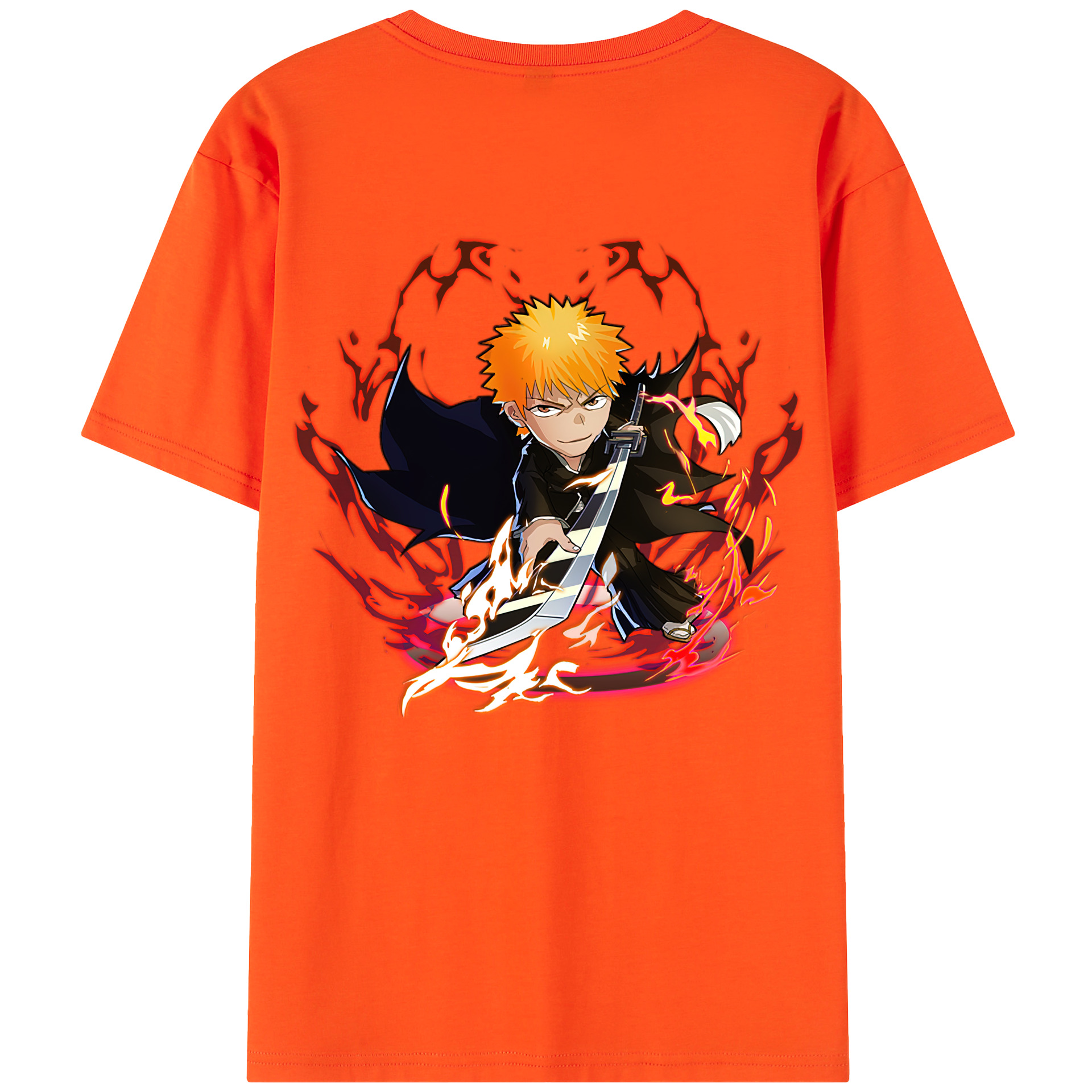 （画像用） ブリーチ 黒崎一護（くろさき いちご）BLEACH Kurosaki Ichigo 綿100％半袖Tシャツ（背面プリント）