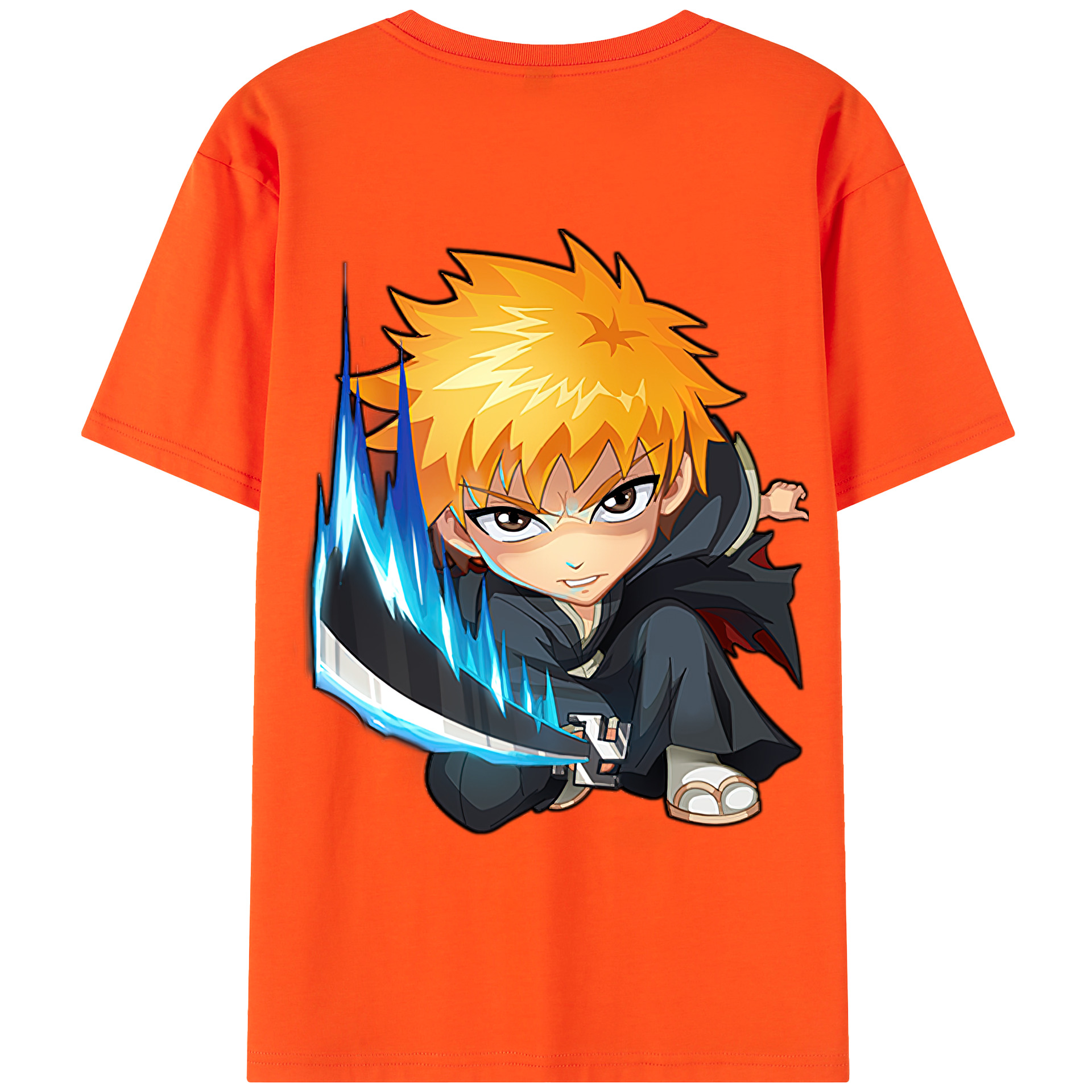 （画像用） ブリーチ 黒崎一護（くろさき いちご）BLEACH Kurosaki Ichigo 綿100％半袖Tシャツ（背面プリント）