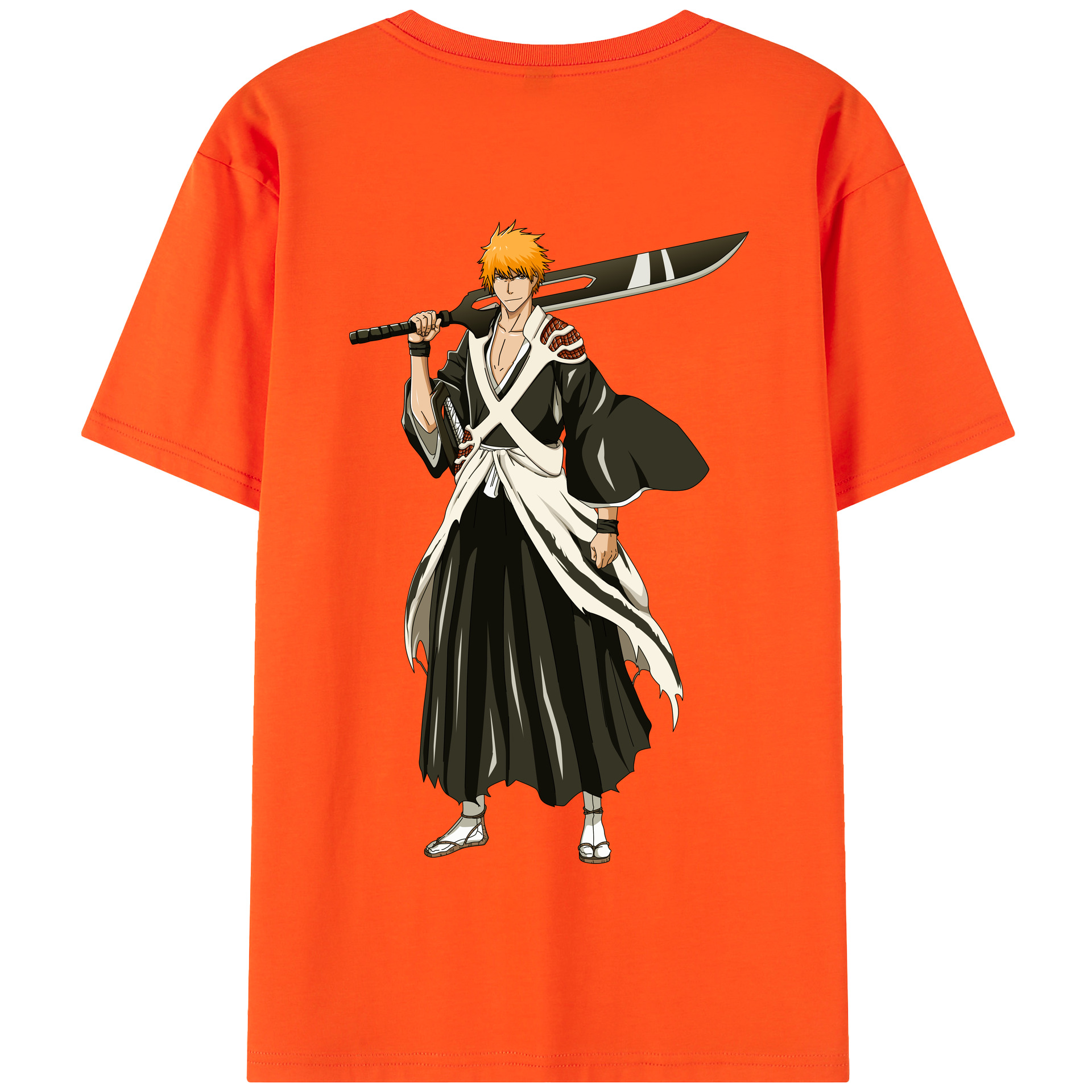 （画像用） ブリーチ 黒崎一護（くろさき いちご）BLEACH Kurosaki Ichigo 綿100％半袖Tシャツ（背面プリント）