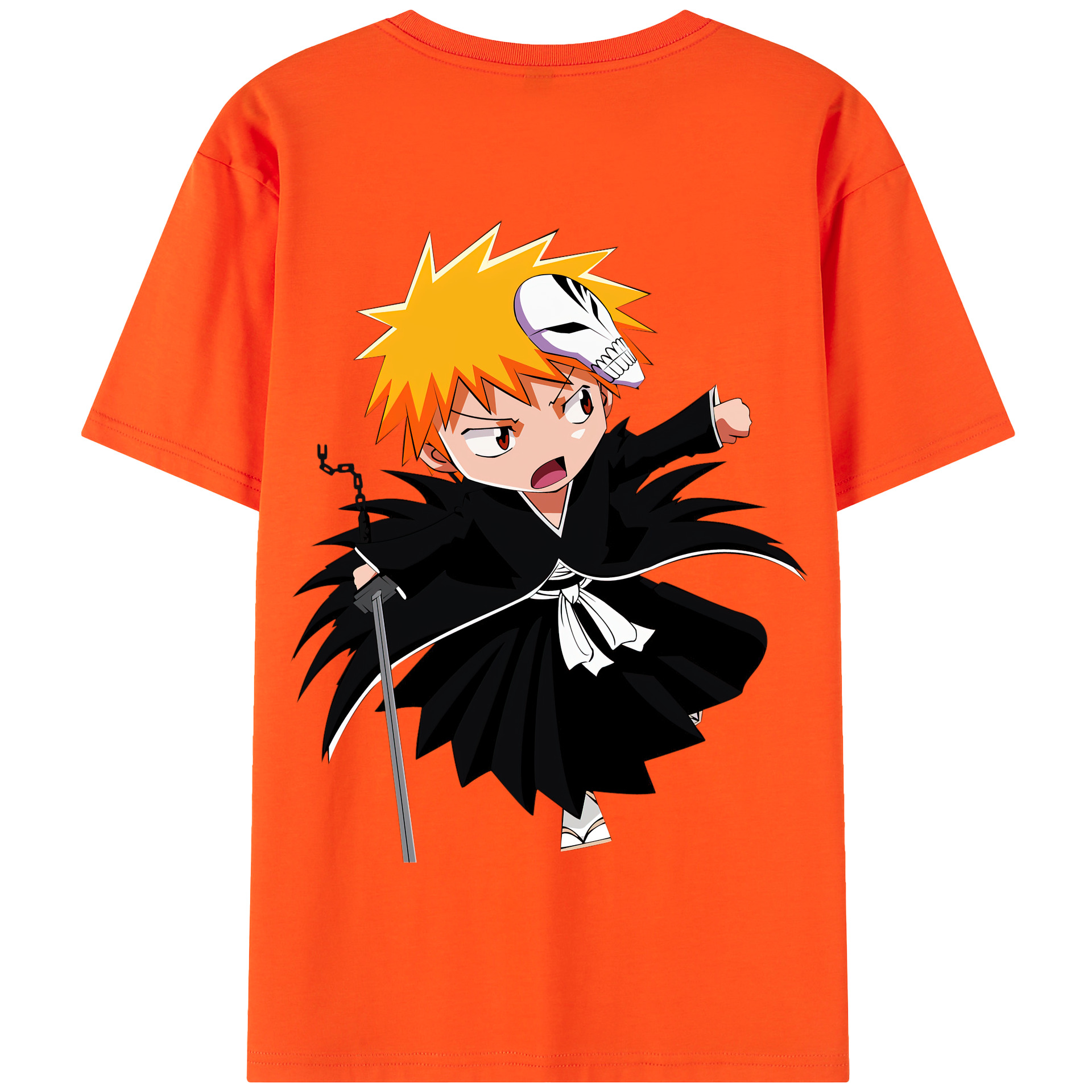 （画像用） ブリーチ 黒崎一護（くろさき いちご）BLEACH Kurosaki Ichigo 綿100％半袖Tシャツ（背面プリント）
