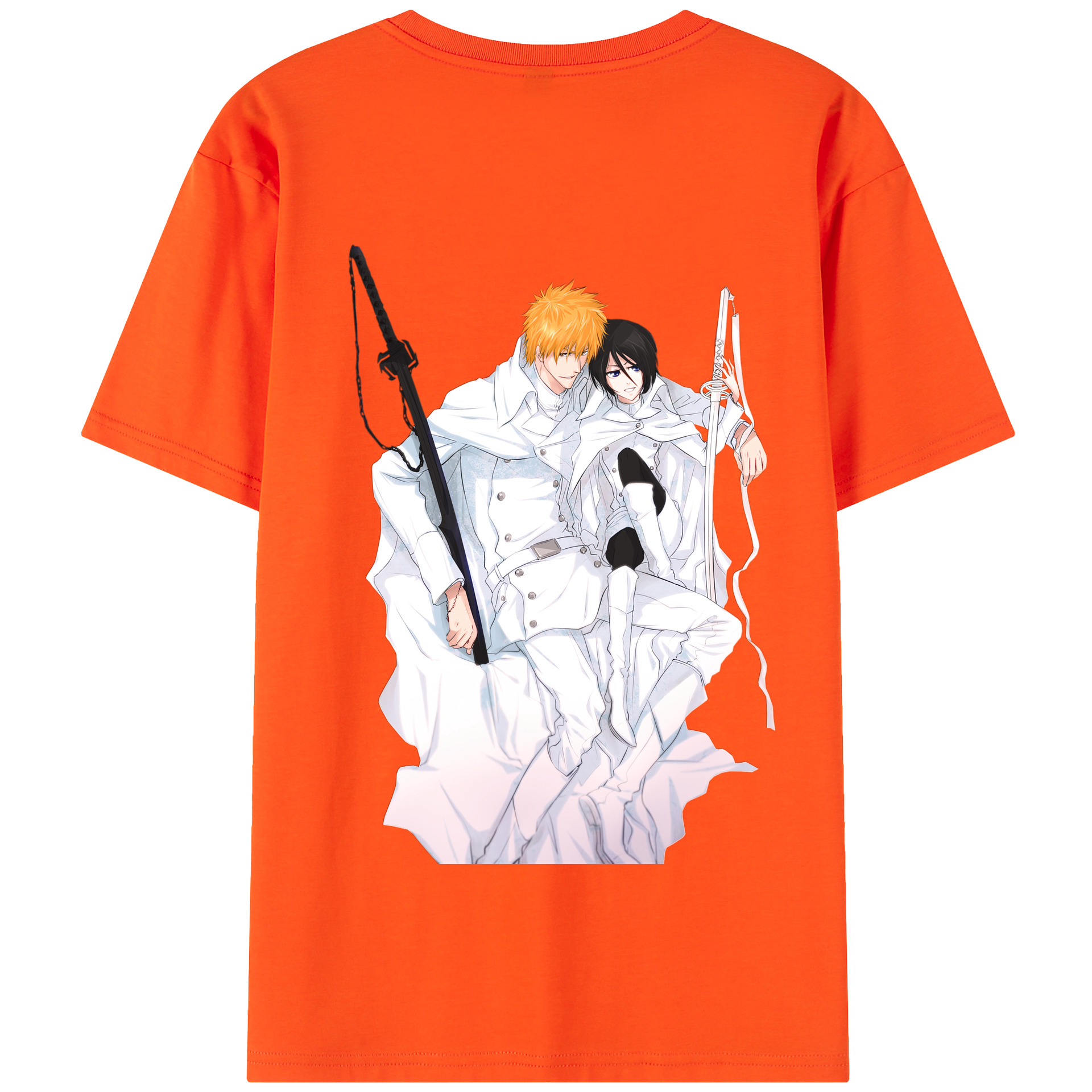 （画像用） ブリーチ 黒崎一護（くろさき いちご）BLEACH Kurosaki Ichigo 綿100％半袖Tシャツ（背面プリント）