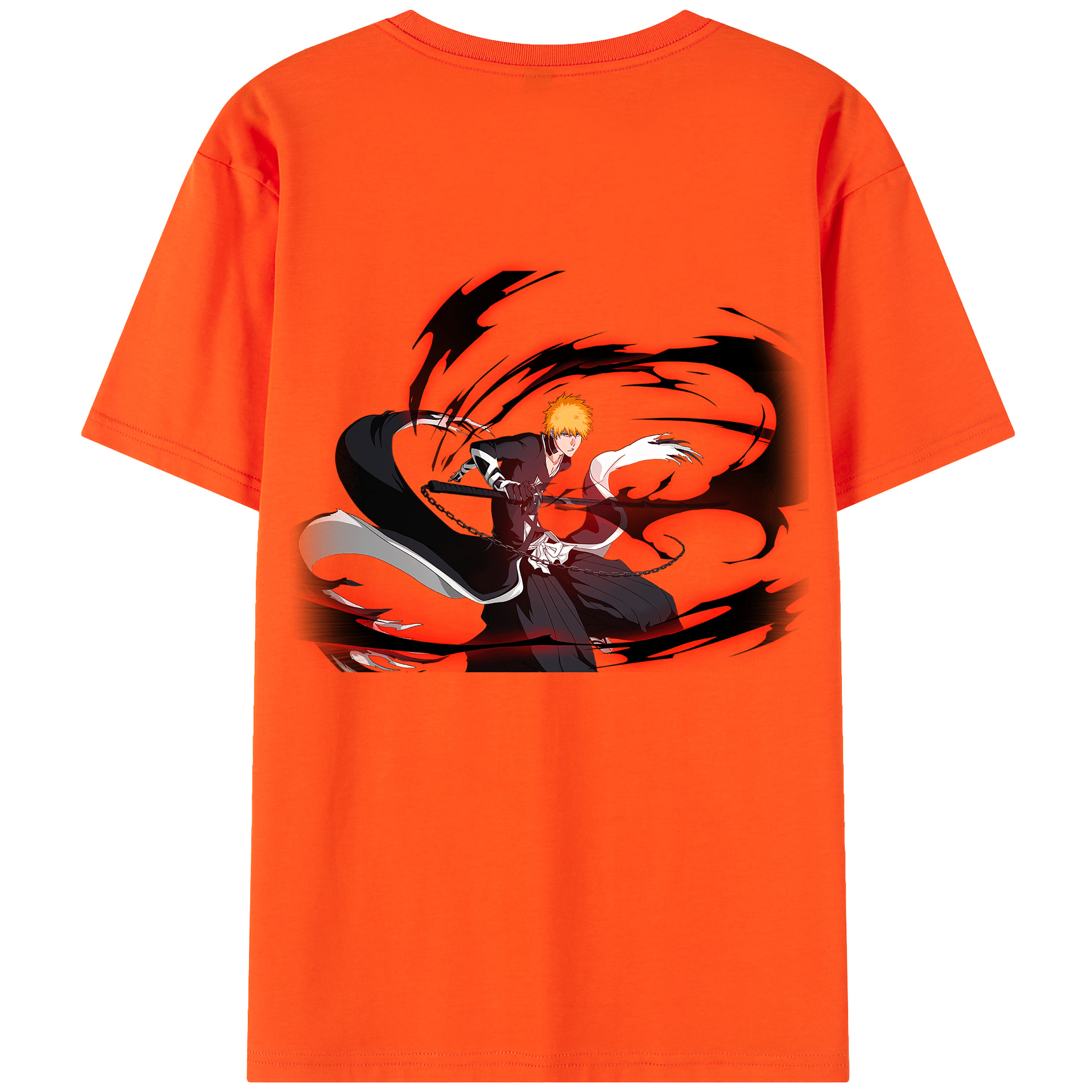 （画像用） ブリーチ 黒崎一護（くろさき いちご）BLEACH Kurosaki Ichigo 綿100％半袖Tシャツ（背面プリント）