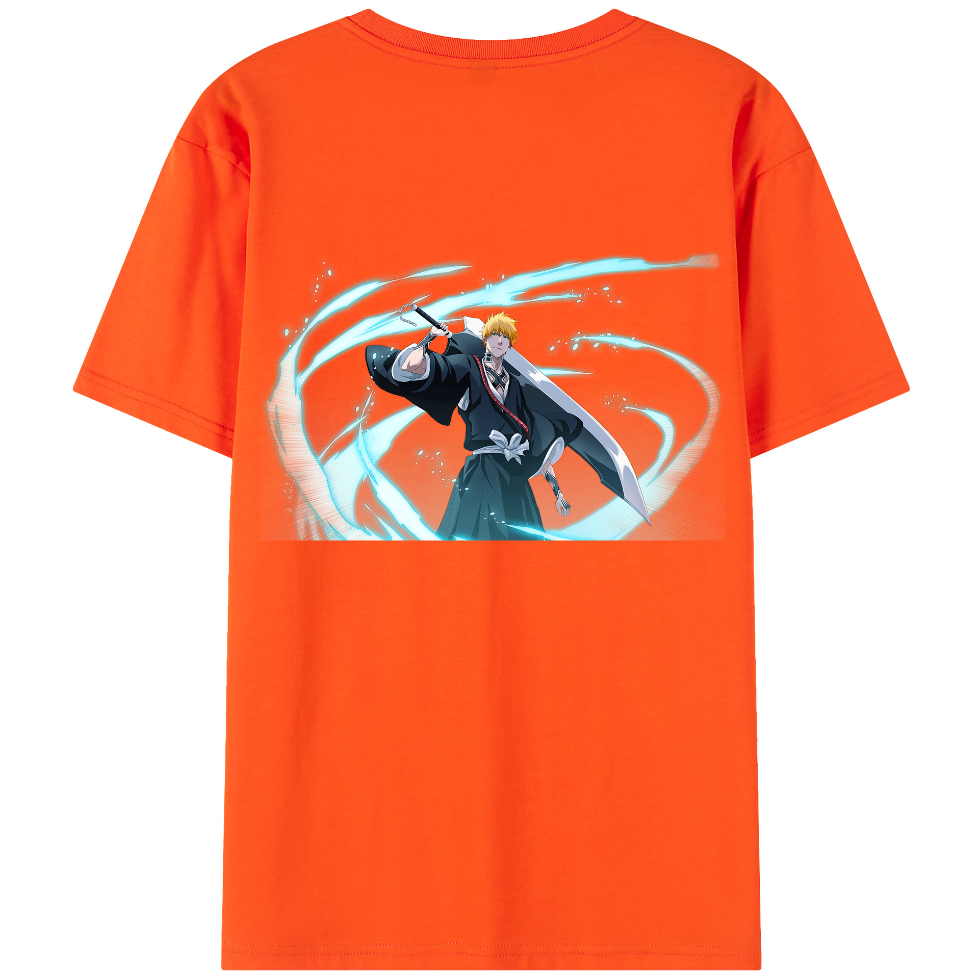 （画像用） ブリーチ 黒崎一護（くろさき いちご）BLEACH Kurosaki Ichigo 綿100％半袖Tシャツ（背面プリント）