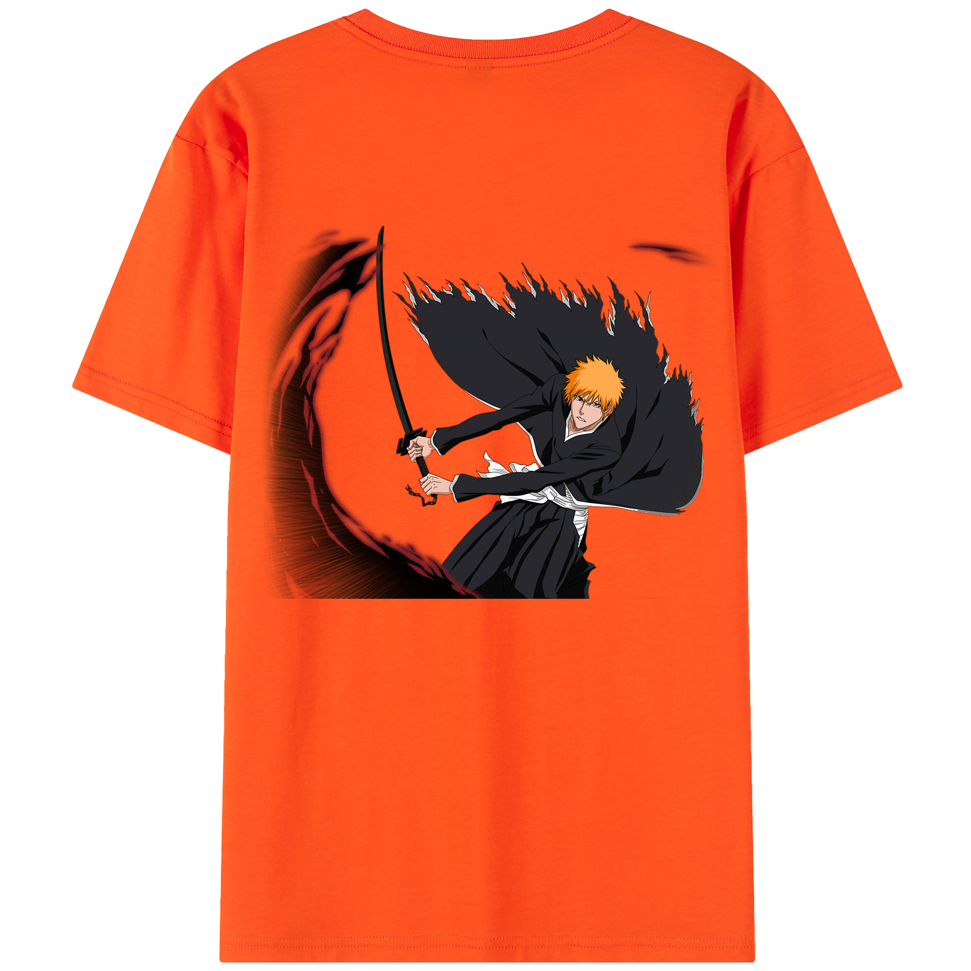 （画像用） ブリーチ 黒崎一護（くろさき いちご）BLEACH Kurosaki Ichigo 綿100％半袖Tシャツ（背面プリント）