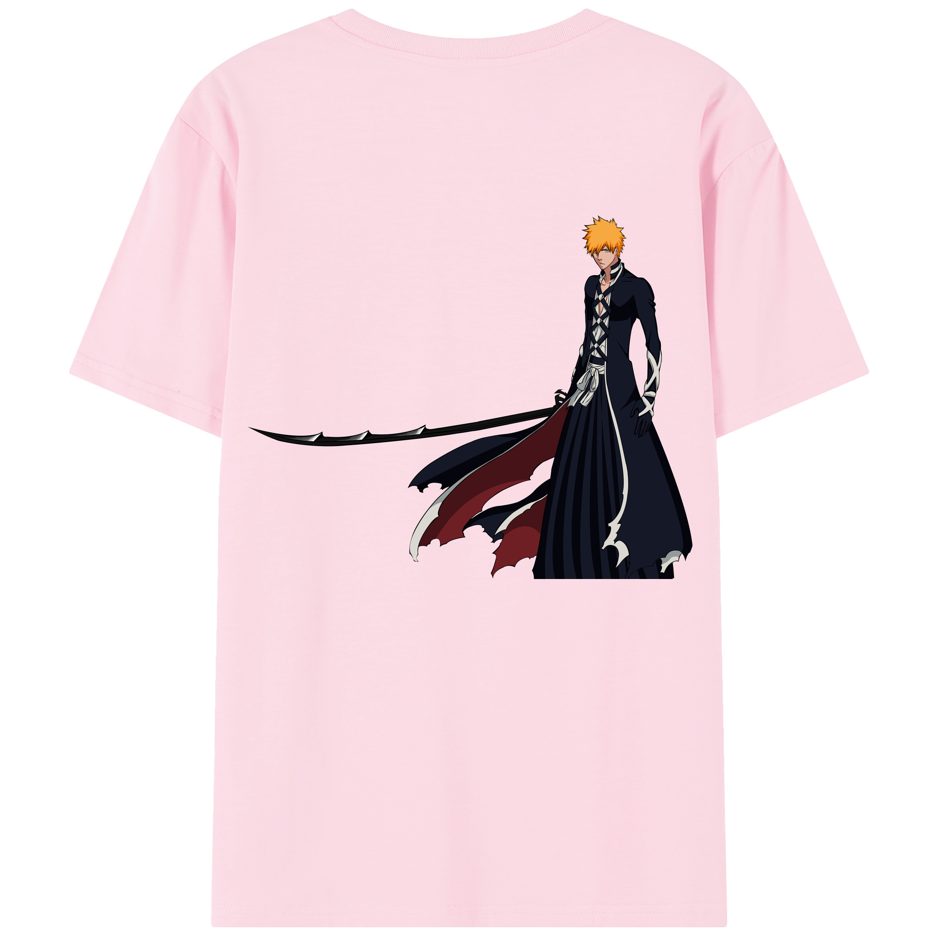 （画像用） ブリーチ 黒崎一護（くろさき いちご）BLEACH Kurosaki Ichigo 綿100％半袖Tシャツ（背面プリント）