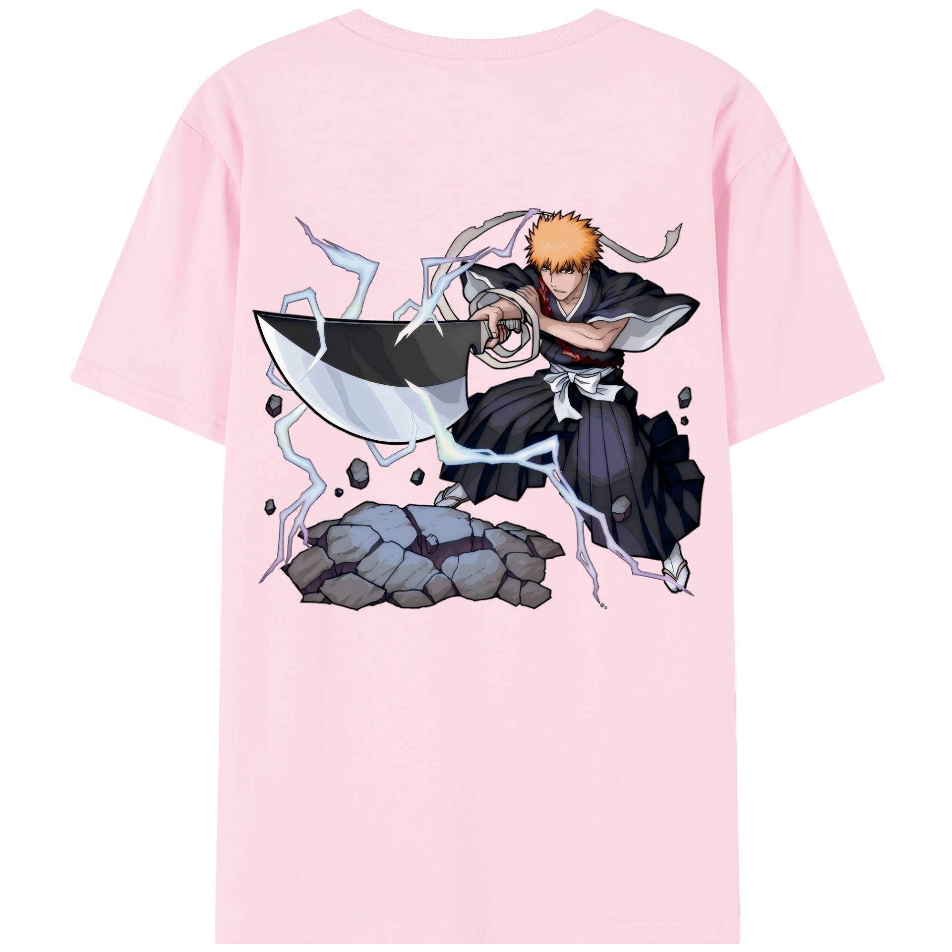 （画像用） ブリーチ 黒崎一護（くろさき いちご）BLEACH Kurosaki Ichigo 綿100％半袖Tシャツ（背面プリント）