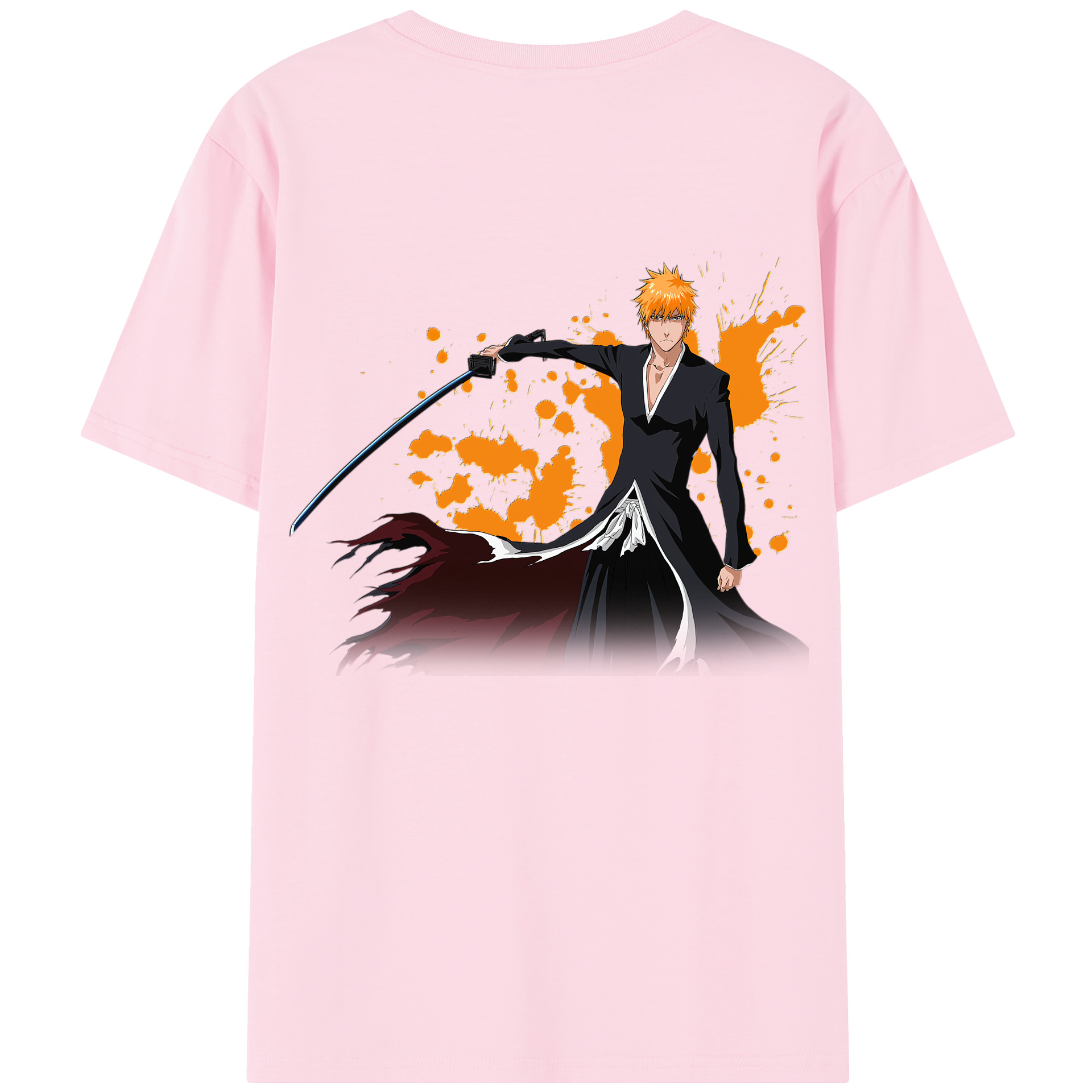 （画像用） ブリーチ 黒崎一護（くろさき いちご）BLEACH Kurosaki Ichigo 綿100％半袖Tシャツ（背面プリント）