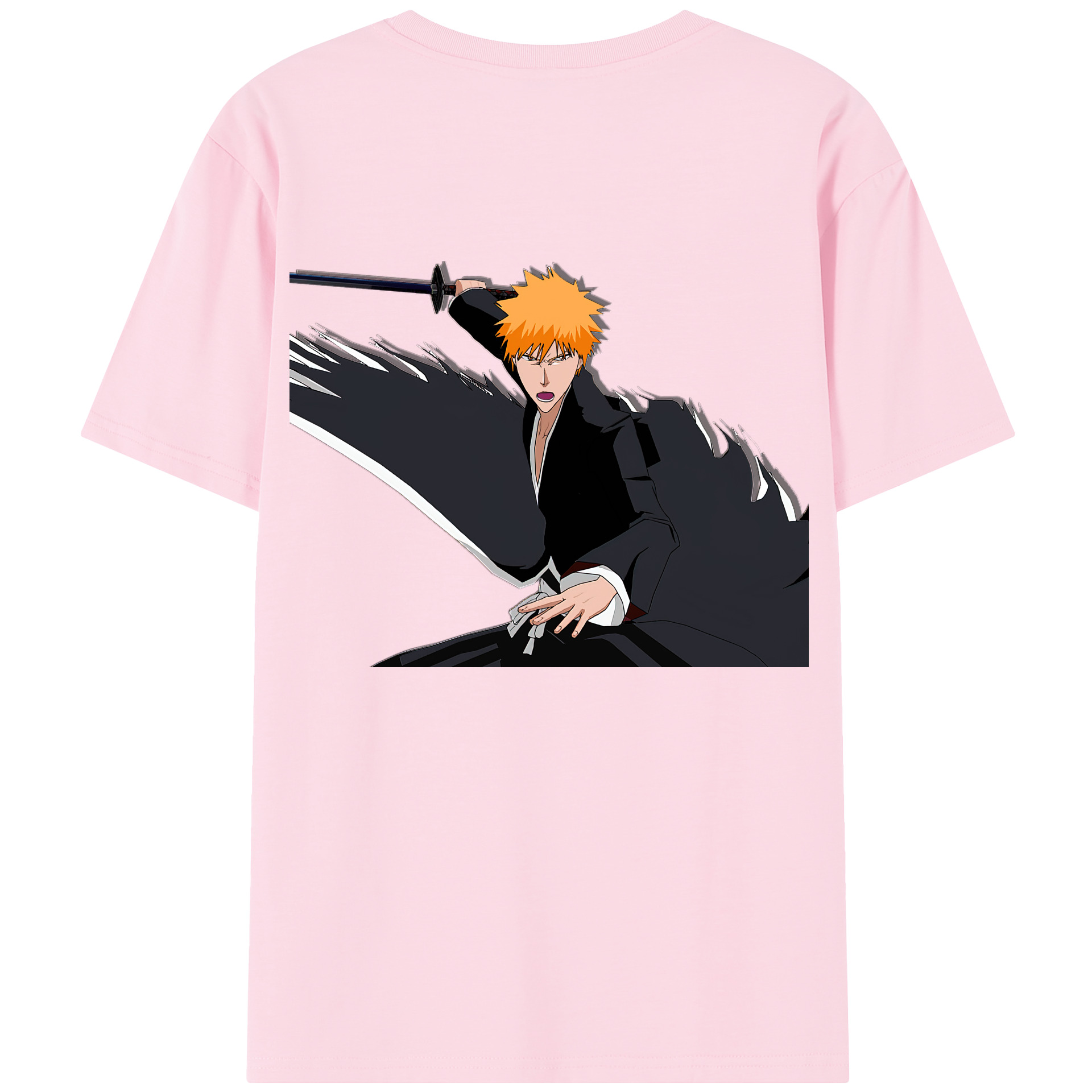 （画像用） ブリーチ 黒崎一護（くろさき いちご）BLEACH Kurosaki Ichigo 綿100％半袖Tシャツ（背面プリント）