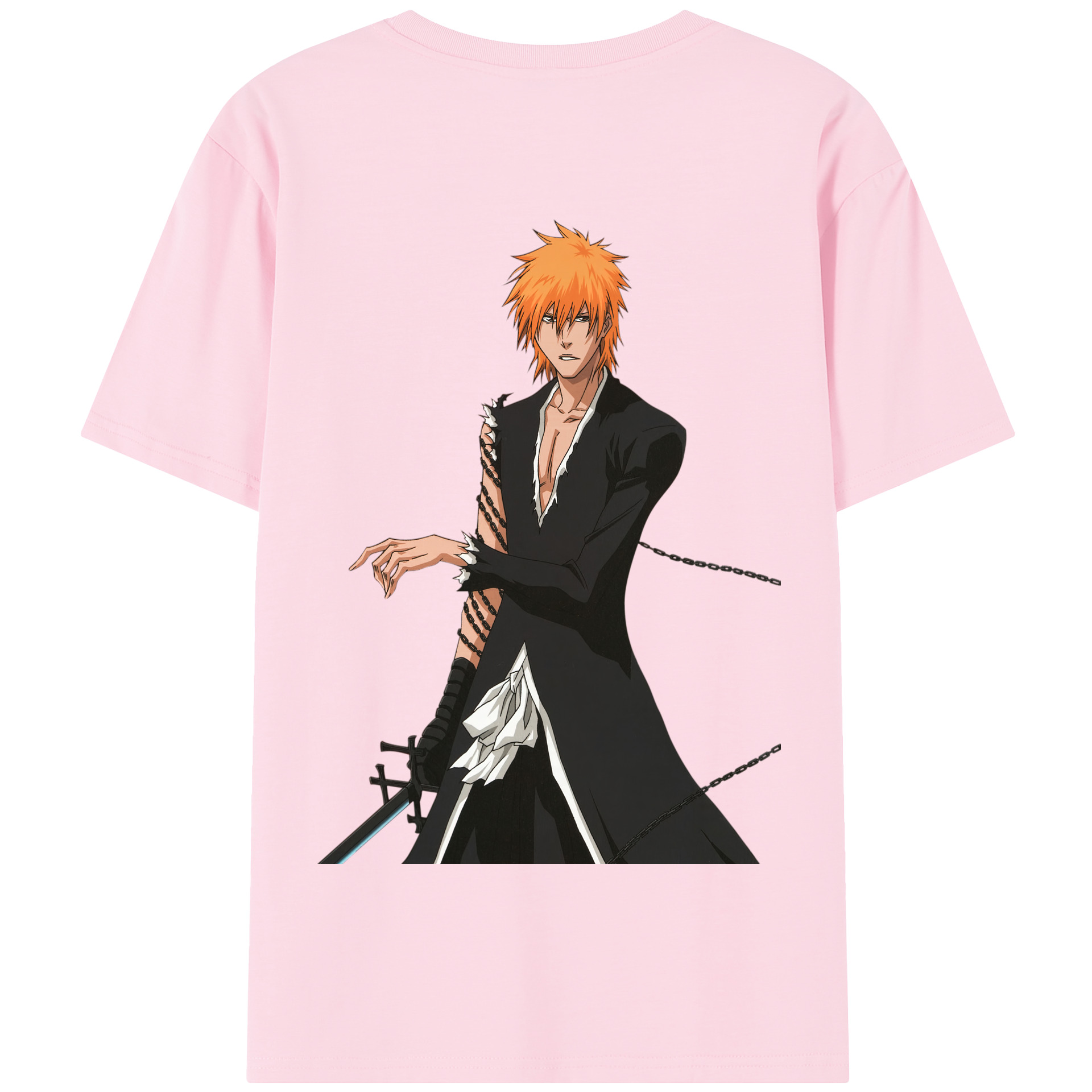 （画像用） ブリーチ 黒崎一護（くろさき いちご）BLEACH Kurosaki Ichigo 綿100％半袖Tシャツ（背面プリント）