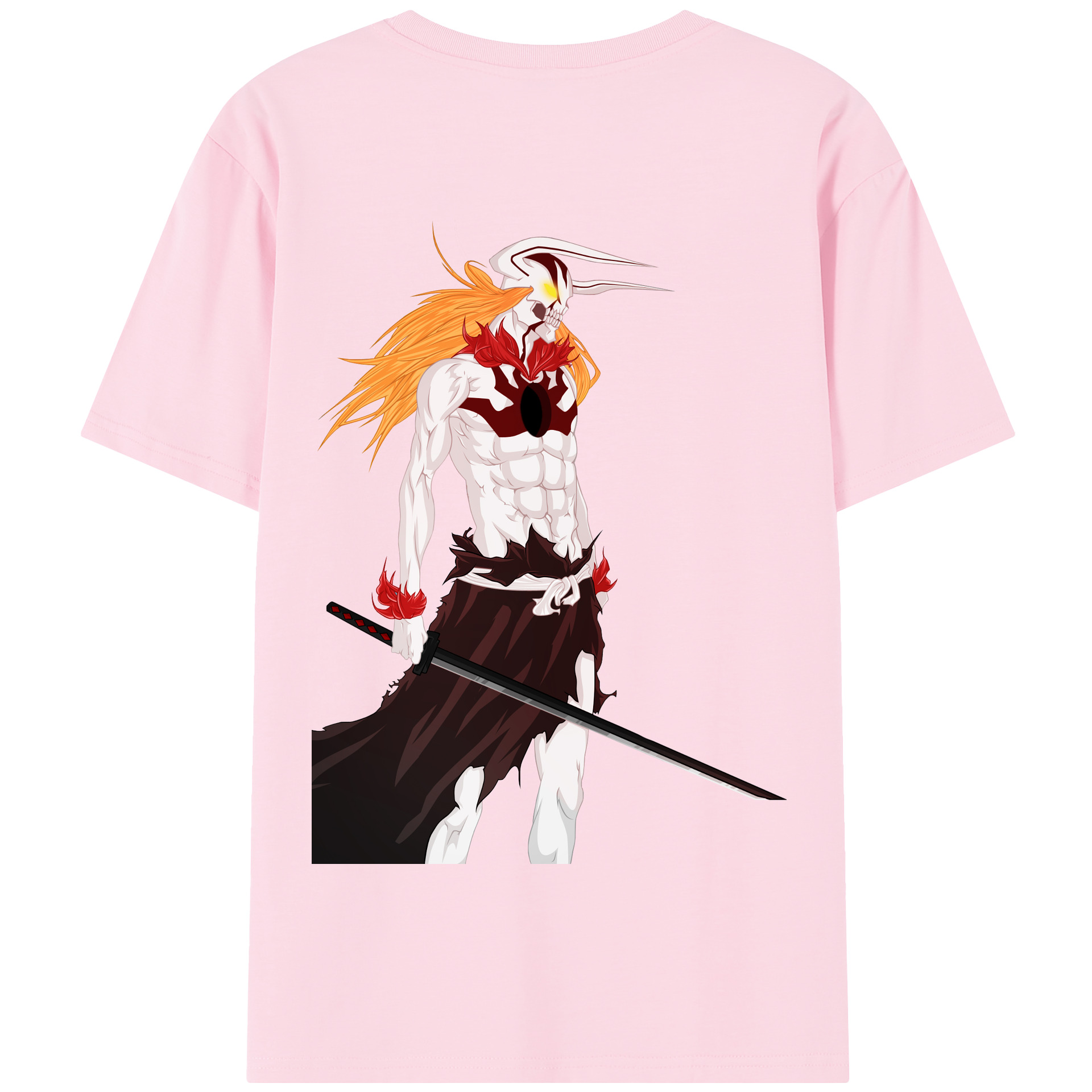 （画像用） ブリーチ 黒崎一護（くろさき いちご）BLEACH Kurosaki Ichigo 綿100％半袖Tシャツ（背面プリント）