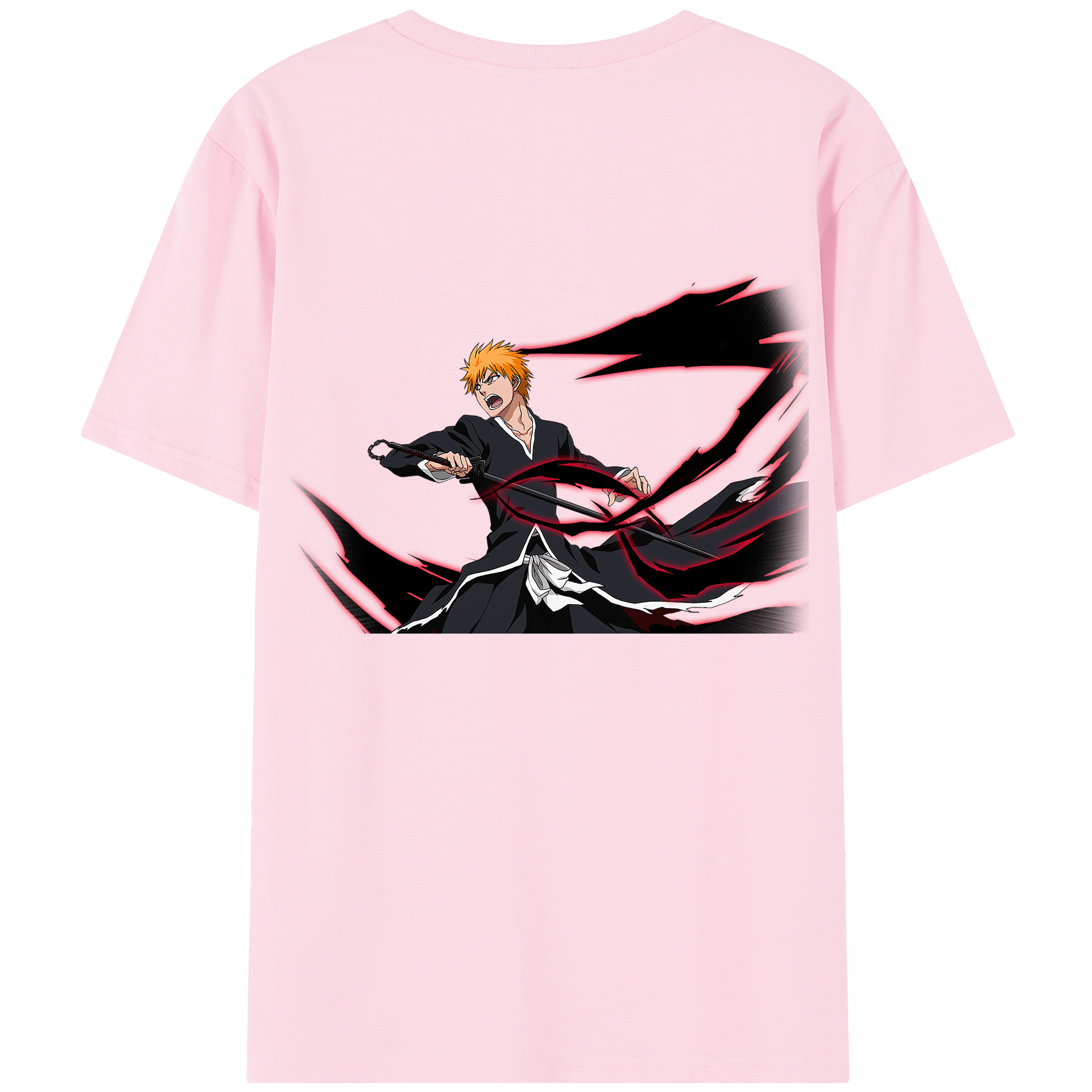 （画像用） ブリーチ 黒崎一護（くろさき いちご）BLEACH Kurosaki Ichigo 綿100％半袖Tシャツ（背面プリント）