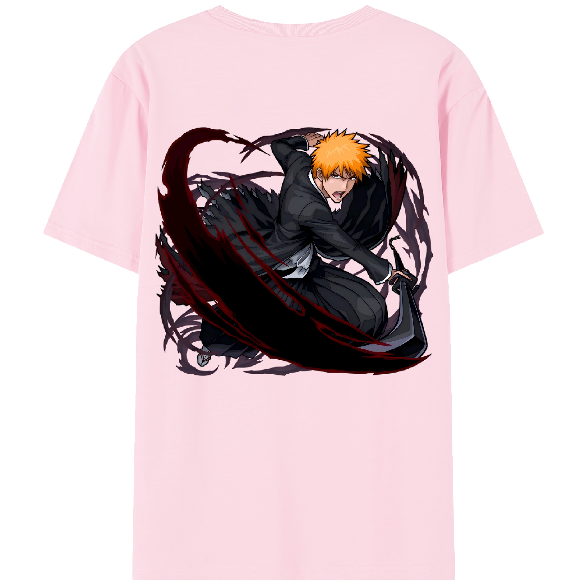 （画像用） ブリーチ 黒崎一護（くろさき いちご）BLEACH Kurosaki Ichigo 綿100％半袖Tシャツ（背面プリント）