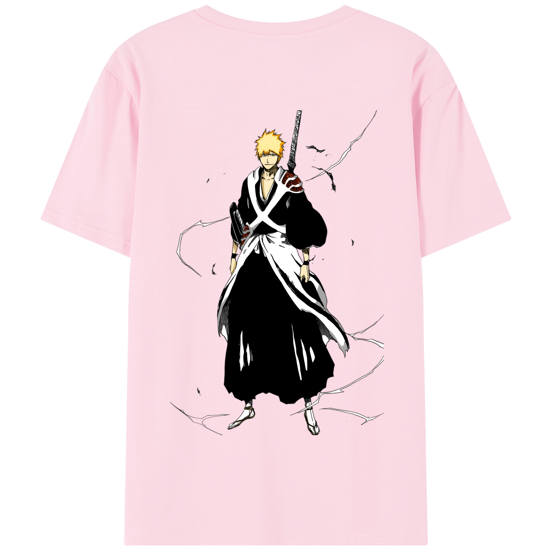 （画像用） ブリーチ 黒崎一護（くろさき いちご）BLEACH Kurosaki Ichigo 綿100％半袖Tシャツ（背面プリント）