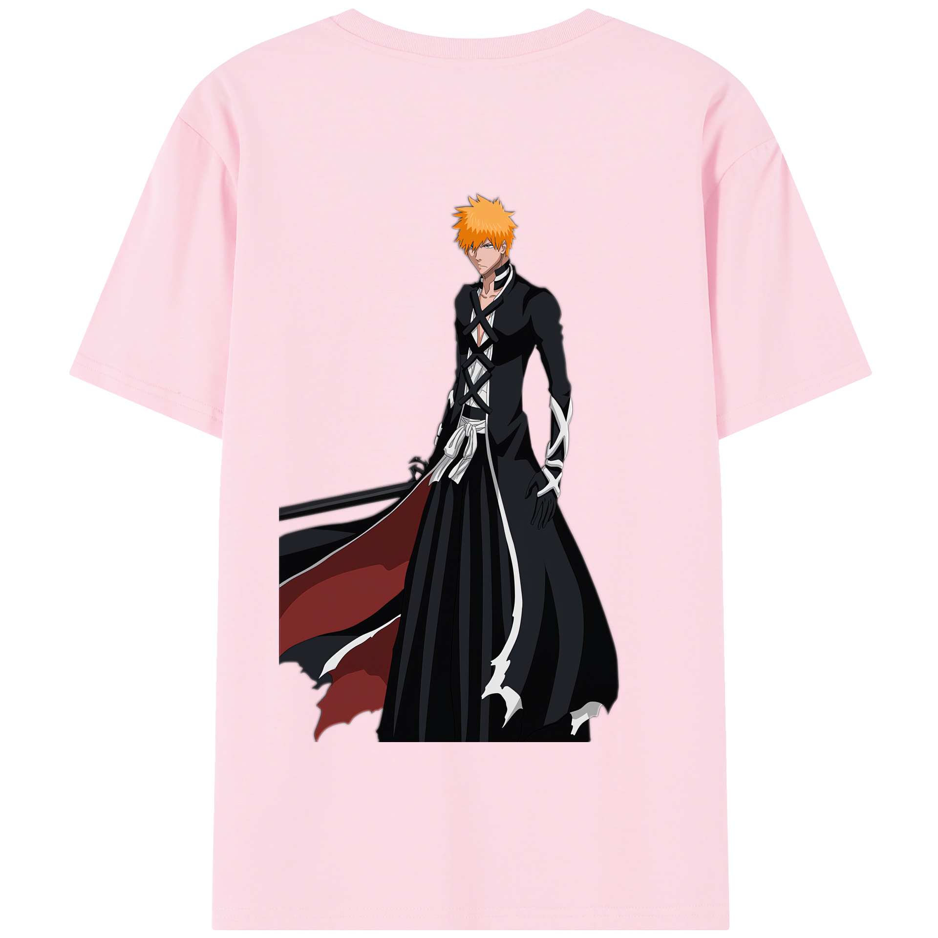 （画像用） ブリーチ 黒崎一護（くろさき いちご）BLEACH Kurosaki Ichigo 綿100％半袖Tシャツ（背面プリント）
