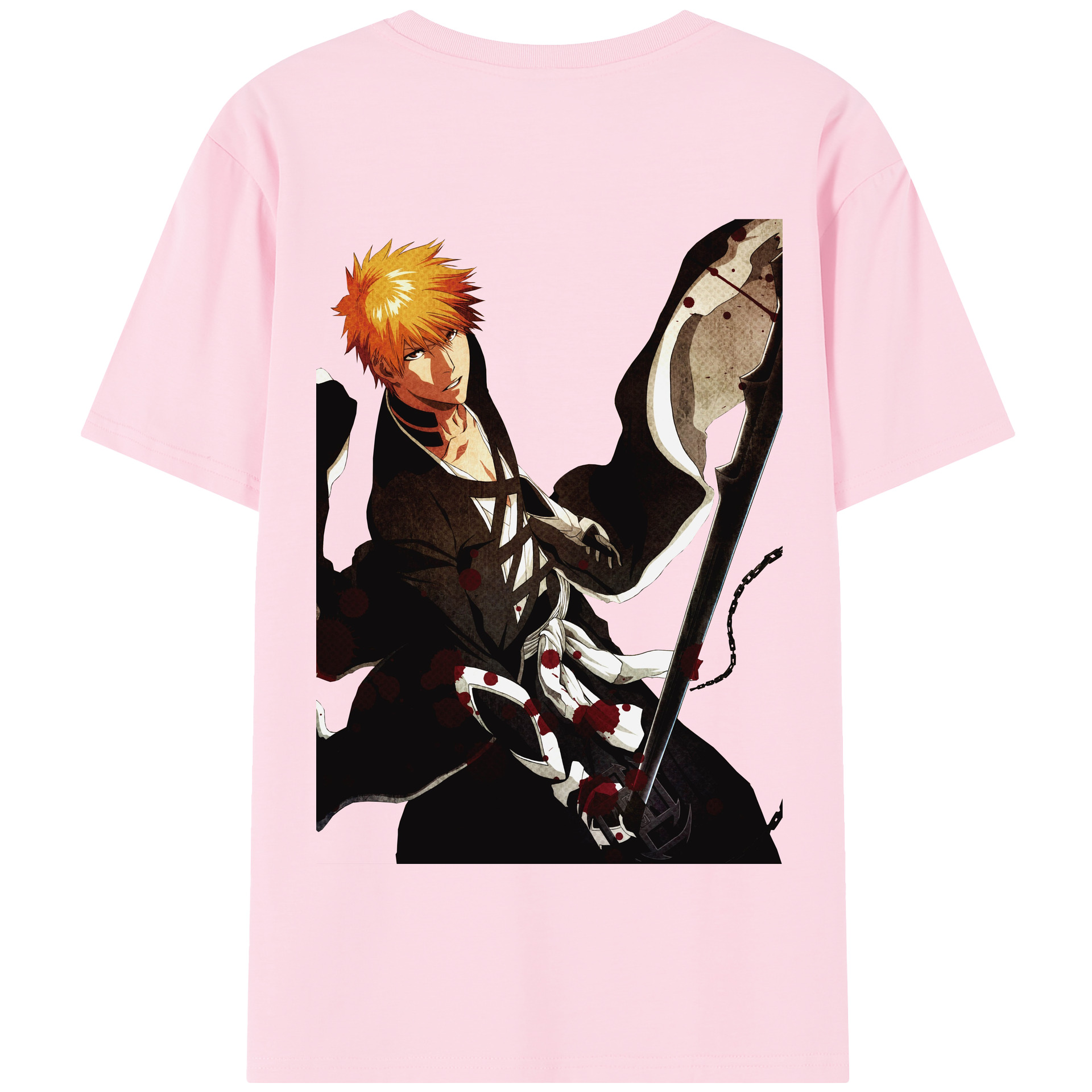 （画像用） ブリーチ 黒崎一護（くろさき いちご）BLEACH Kurosaki Ichigo 綿100％半袖Tシャツ（背面プリント）