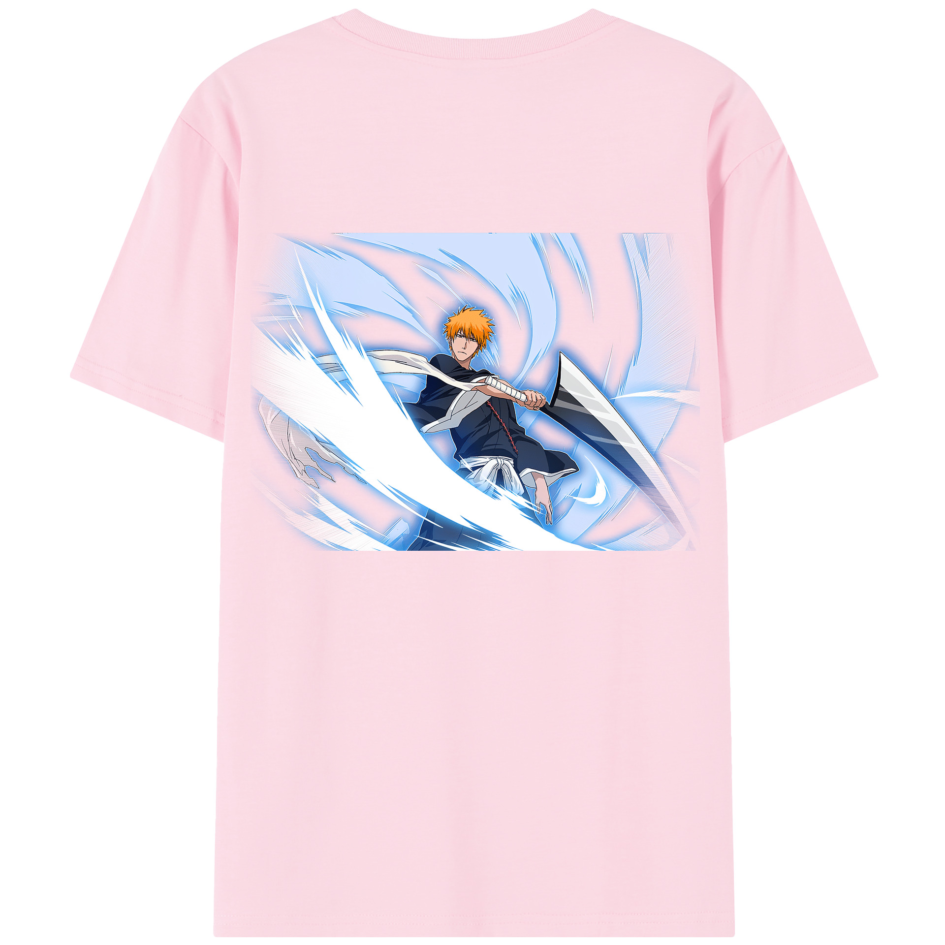 （画像用） ブリーチ 黒崎一護（くろさき いちご）BLEACH Kurosaki Ichigo 綿100％半袖Tシャツ（背面プリント）