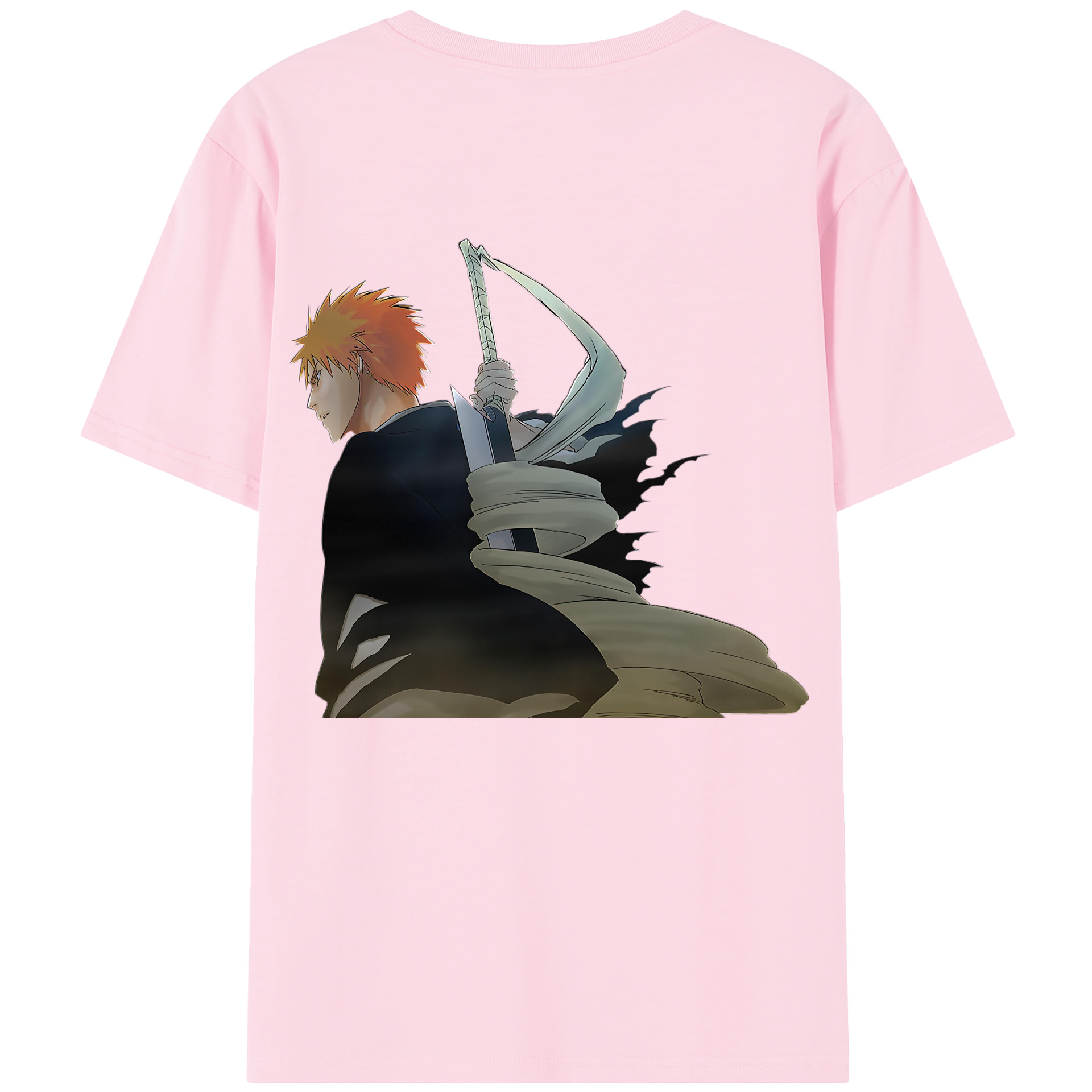 （画像用） ブリーチ 黒崎一護（くろさき いちご）BLEACH Kurosaki Ichigo 綿100％半袖Tシャツ（背面プリント）