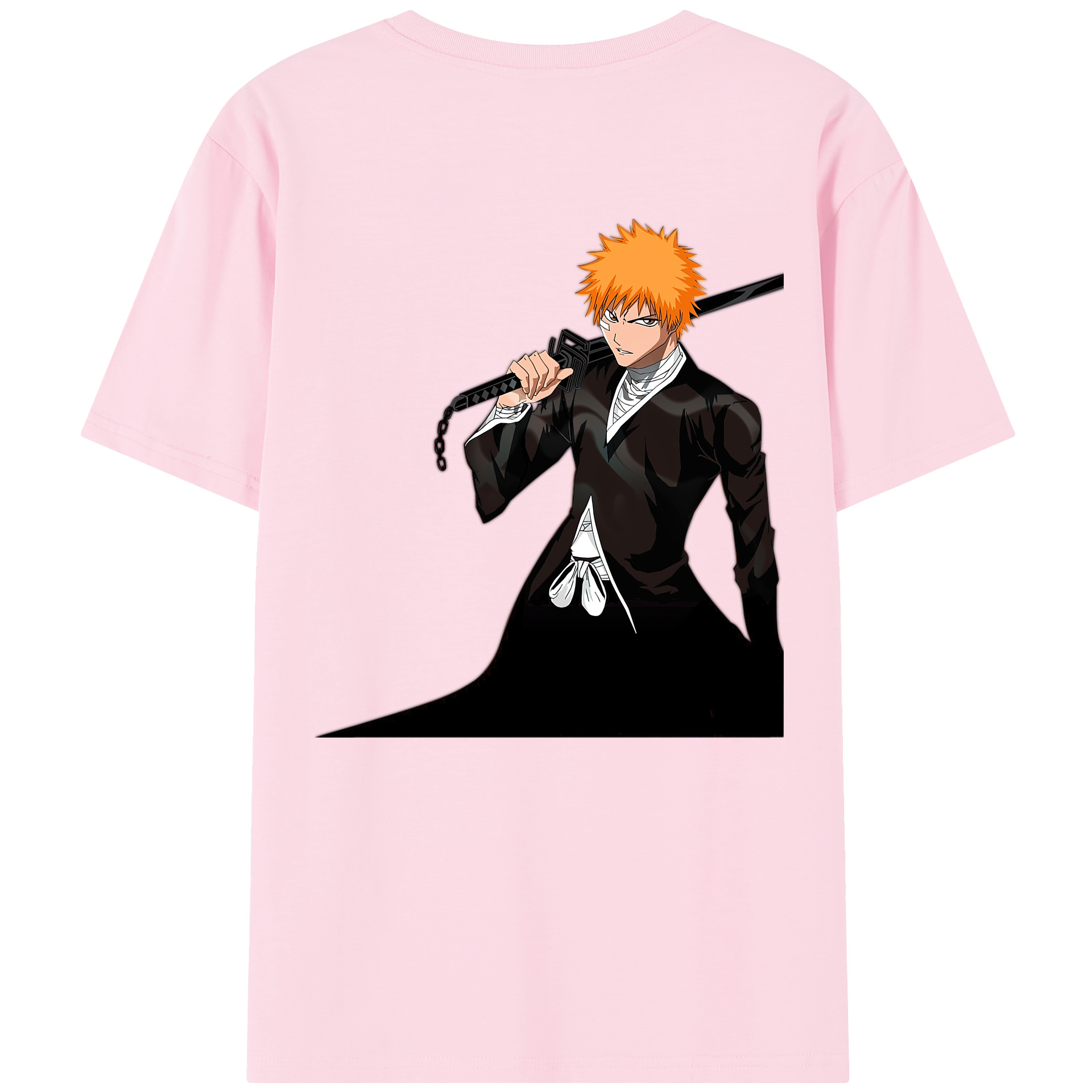 （画像用） ブリーチ 黒崎一護（くろさき いちご）BLEACH Kurosaki Ichigo 綿100％半袖Tシャツ（背面プリント）