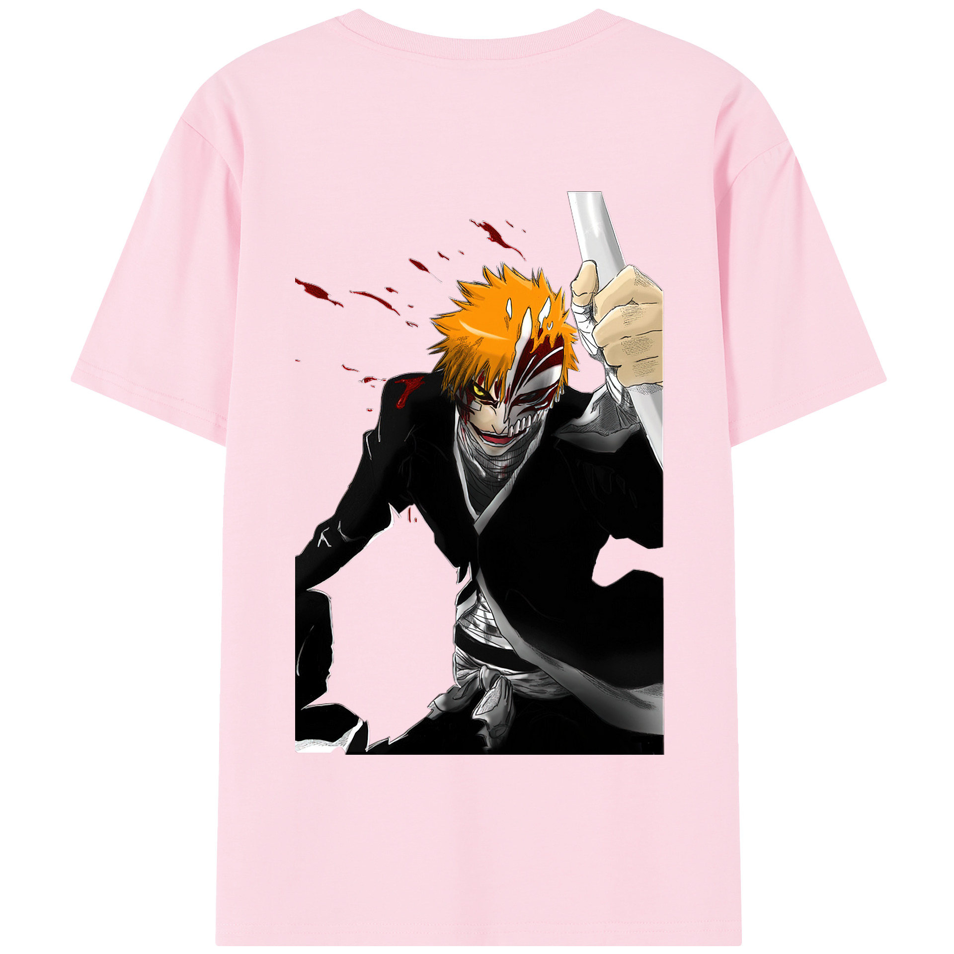 （画像用） ブリーチ 黒崎一護（くろさき いちご）BLEACH Kurosaki Ichigo 綿100％半袖Tシャツ（背面プリント）