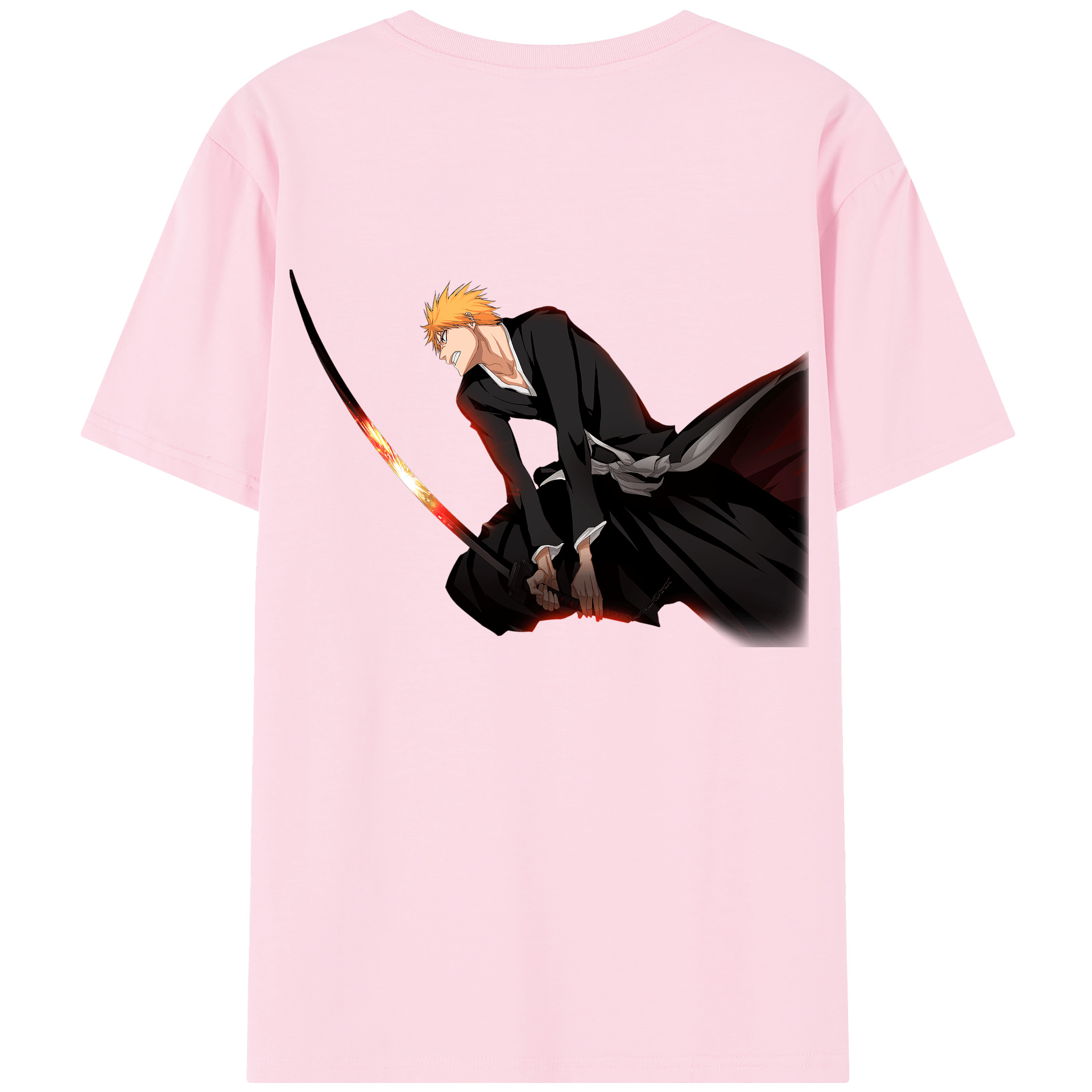 （画像用） ブリーチ 黒崎一護（くろさき いちご）BLEACH Kurosaki Ichigo 綿100％半袖Tシャツ（背面プリント）