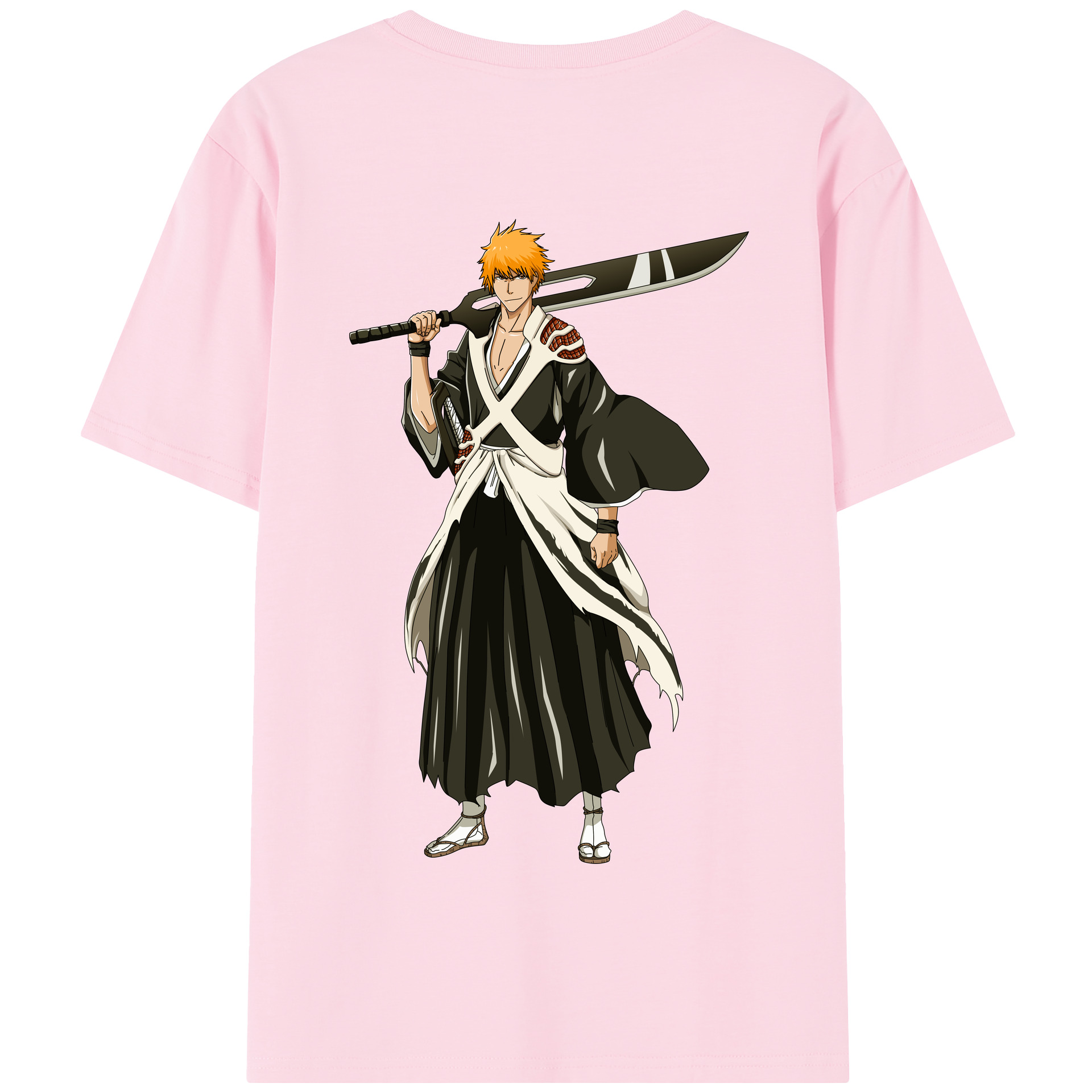 （画像用） ブリーチ 黒崎一護（くろさき いちご）BLEACH Kurosaki Ichigo 綿100％半袖Tシャツ（背面プリント）