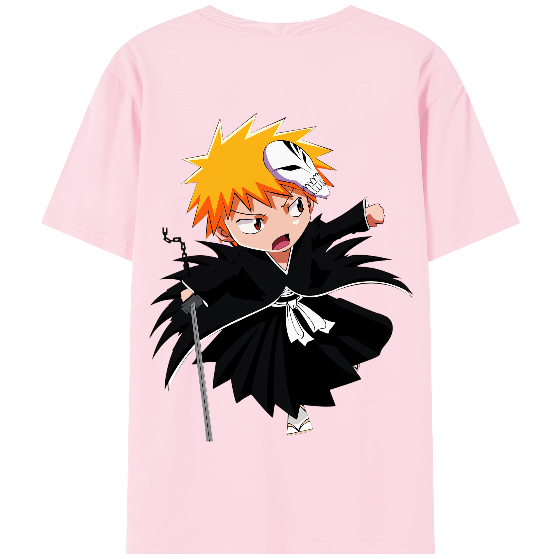 （画像用） ブリーチ 黒崎一護（くろさき いちご）BLEACH Kurosaki Ichigo 綿100％半袖Tシャツ（背面プリント）