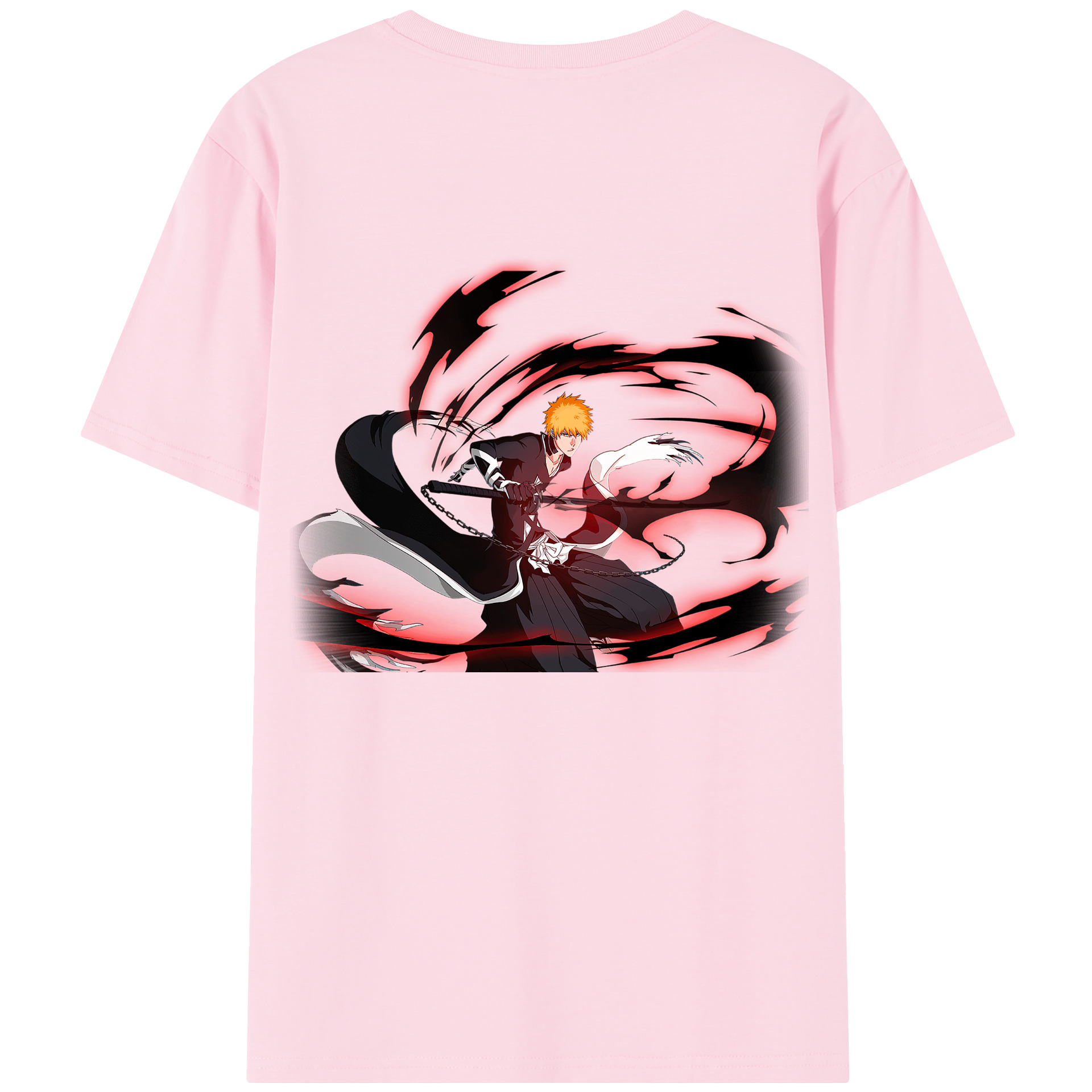 （画像用） ブリーチ 黒崎一護（くろさき いちご）BLEACH Kurosaki Ichigo 綿100％半袖Tシャツ（背面プリント）
