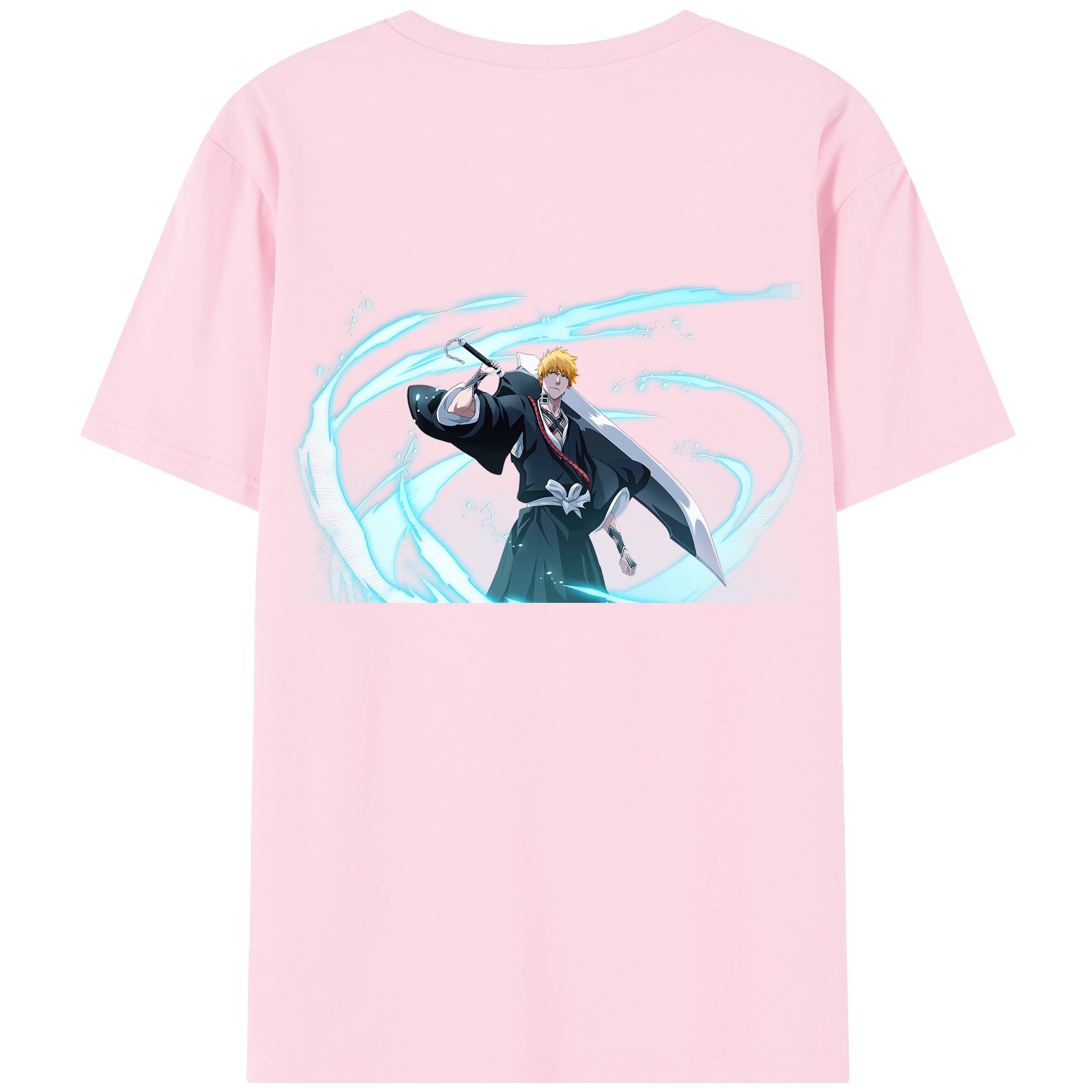 （画像用） ブリーチ 黒崎一護（くろさき いちご）BLEACH Kurosaki Ichigo 綿100％半袖Tシャツ（背面プリント）