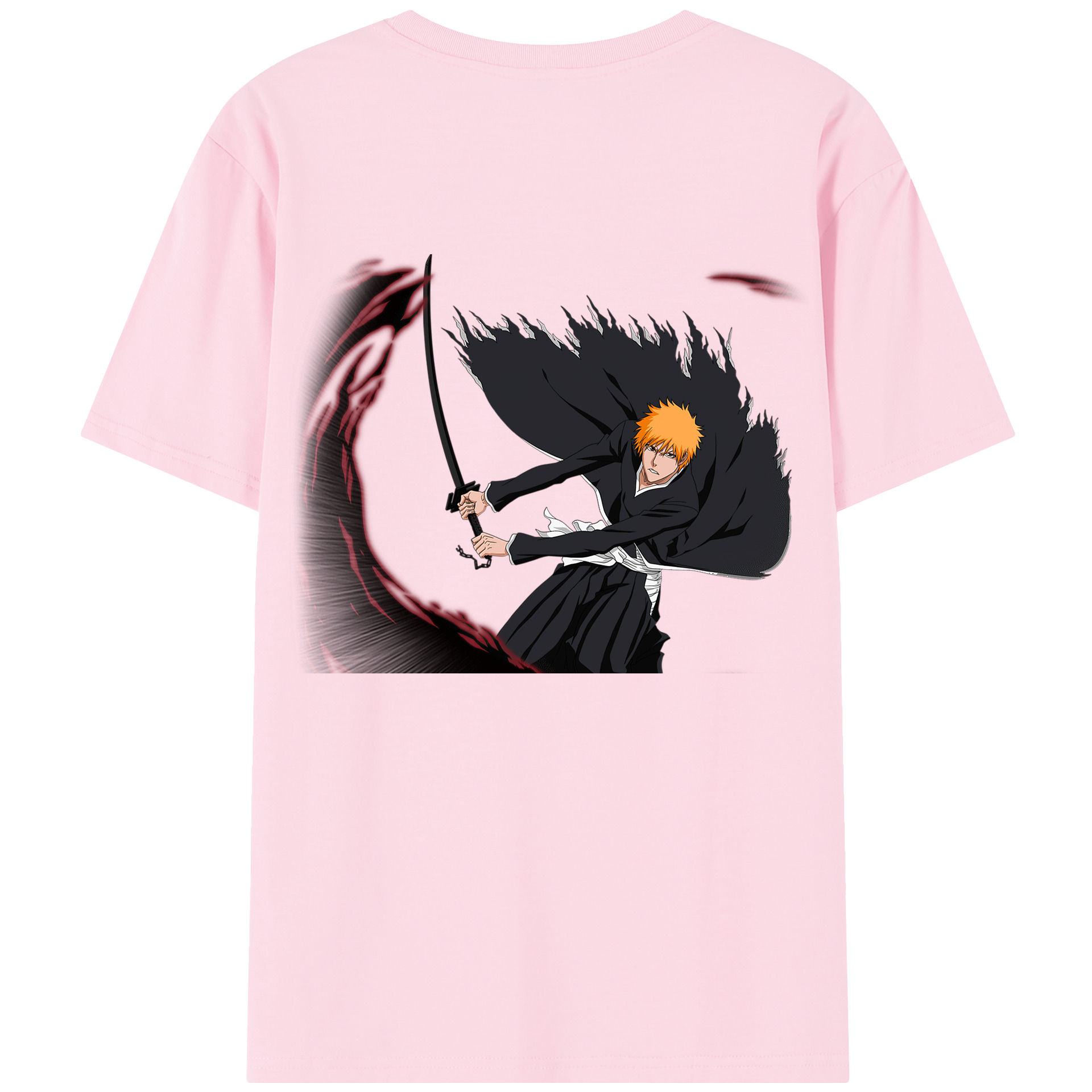 （画像用） ブリーチ 黒崎一護（くろさき いちご）BLEACH Kurosaki Ichigo 綿100％半袖Tシャツ（背面プリント）