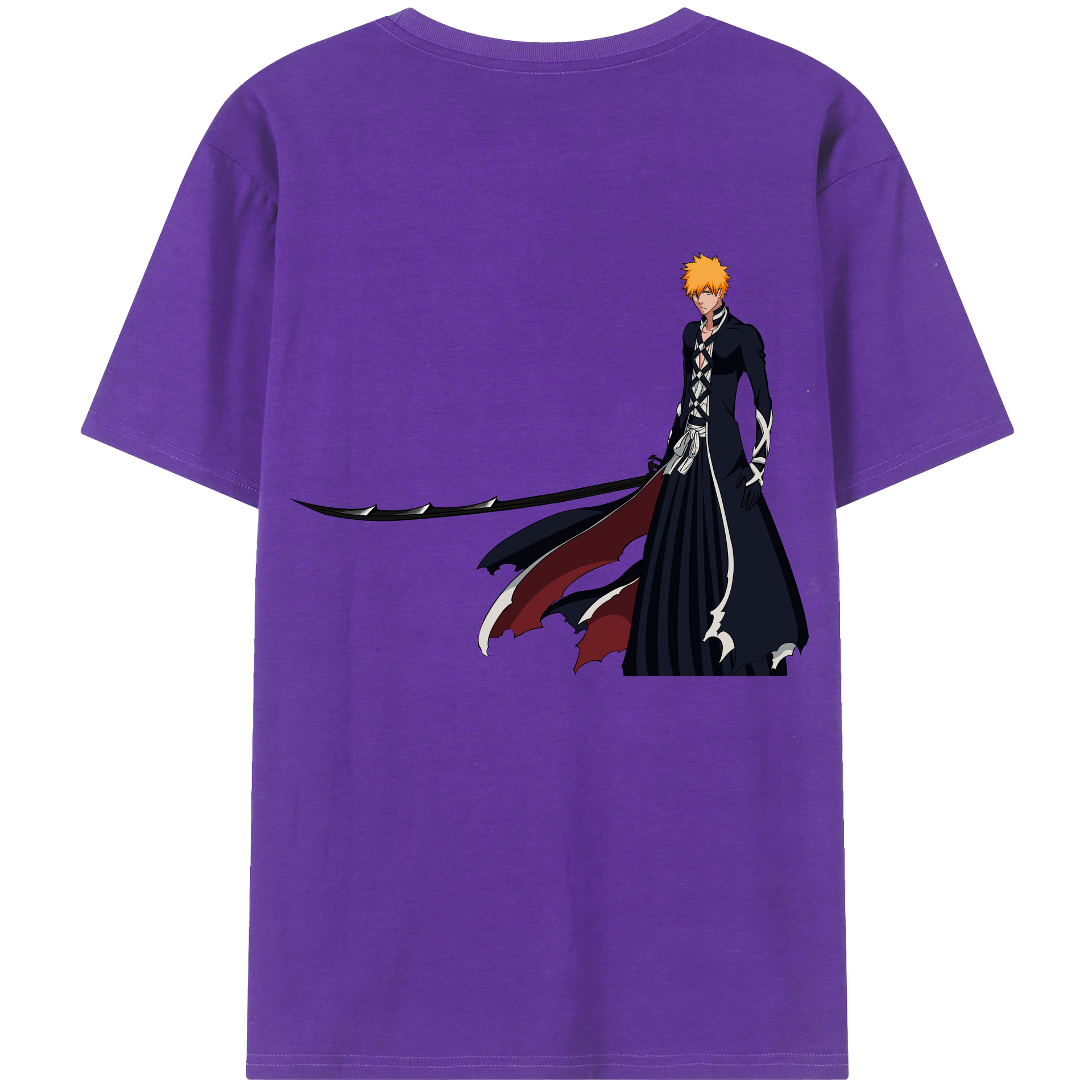 （画像用） ブリーチ 黒崎一護（くろさき いちご）BLEACH Kurosaki Ichigo 綿100％半袖Tシャツ（背面プリント）