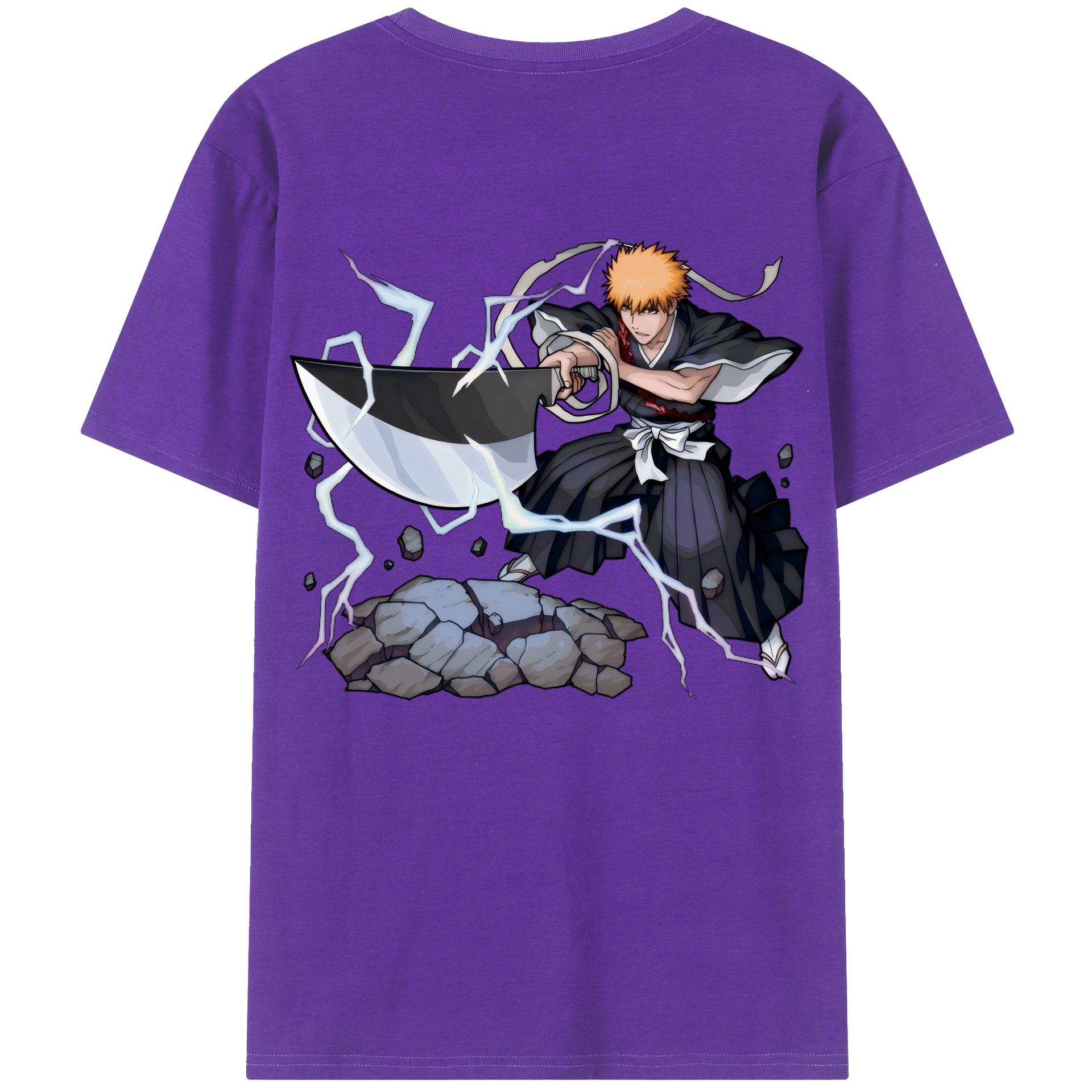 （画像用） ブリーチ 黒崎一護（くろさき いちご）BLEACH Kurosaki Ichigo 綿100％半袖Tシャツ（背面プリント）