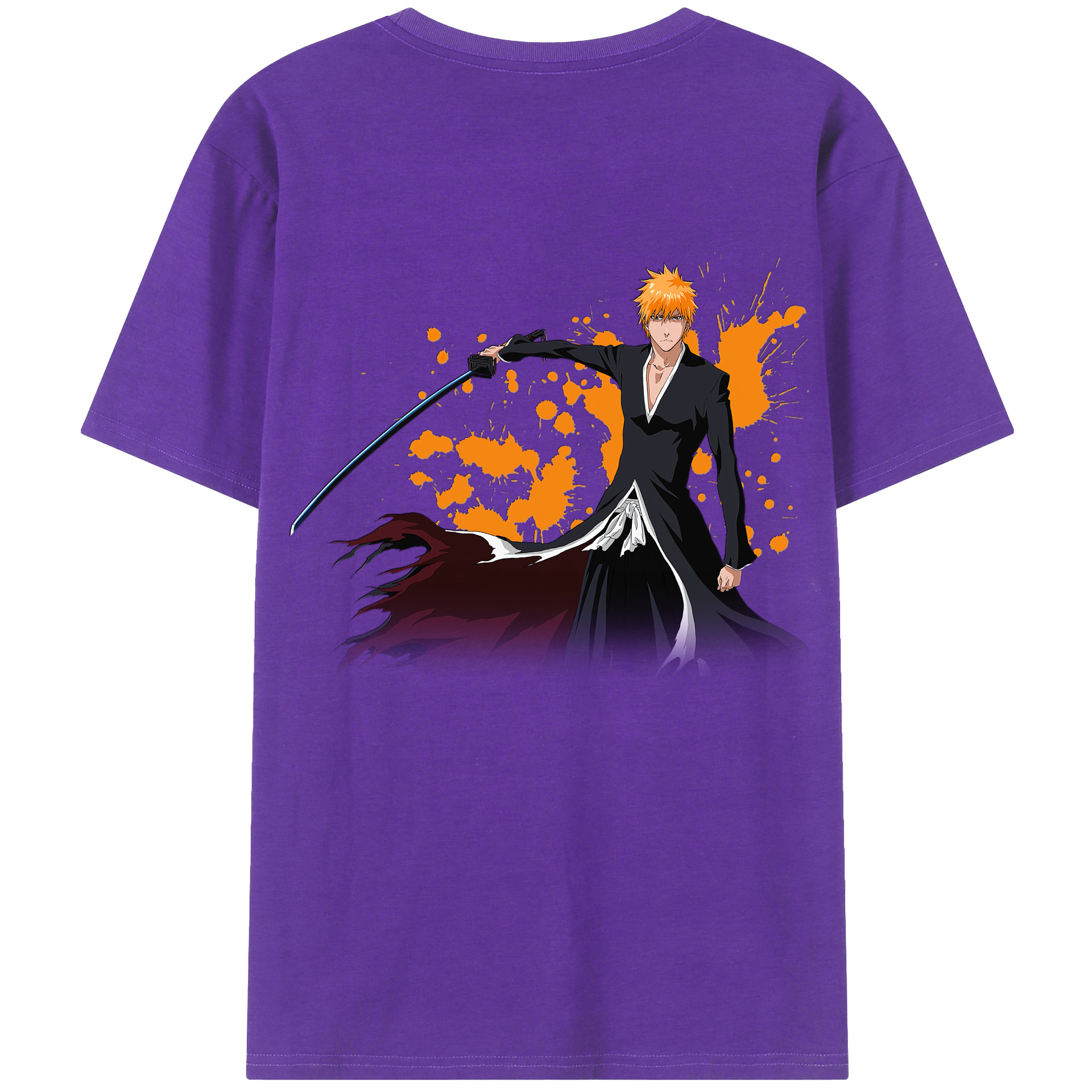 （画像用） ブリーチ 黒崎一護（くろさき いちご）BLEACH Kurosaki Ichigo 綿100％半袖Tシャツ（背面プリント）