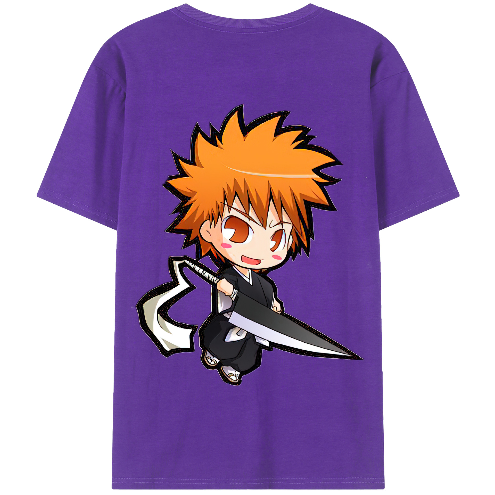 （画像用） ブリーチ 黒崎一護（くろさき いちご）BLEACH Kurosaki Ichigo 綿100％半袖Tシャツ（背面プリント）