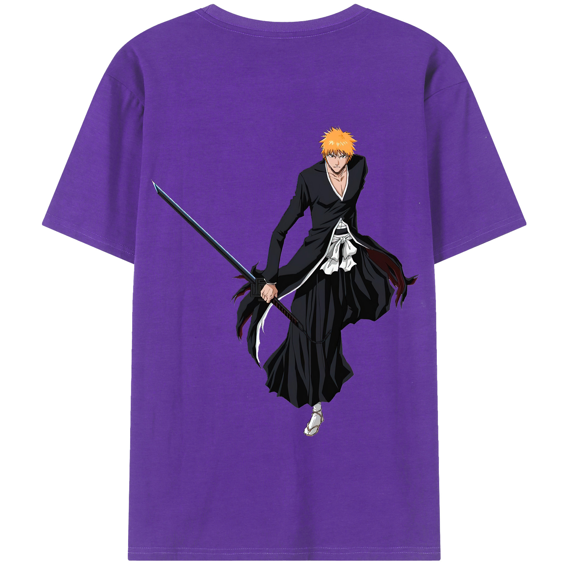 （画像用） ブリーチ 黒崎一護（くろさき いちご）BLEACH Kurosaki Ichigo 綿100％半袖Tシャツ（背面プリント）