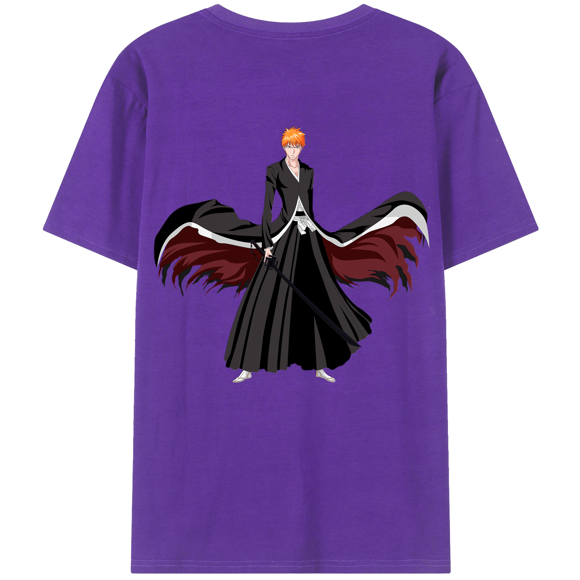 （画像用） ブリーチ 黒崎一護（くろさき いちご）BLEACH Kurosaki Ichigo 綿100％半袖Tシャツ（背面プリント）