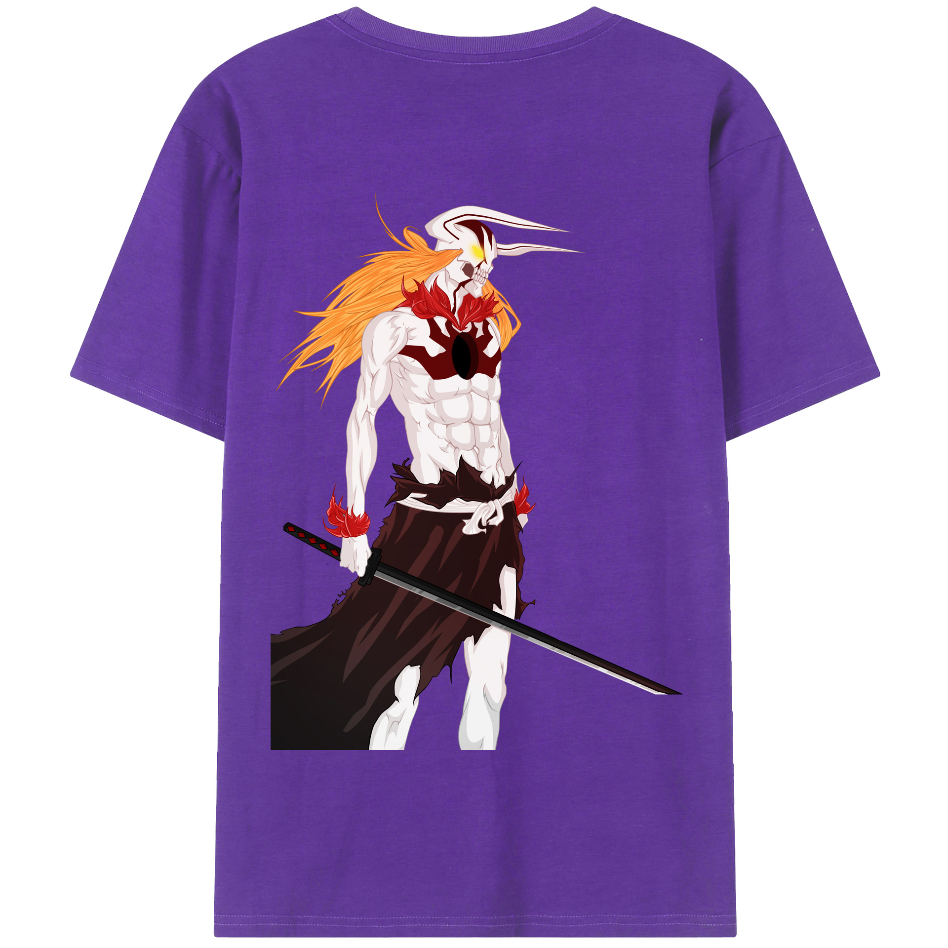 （画像用） ブリーチ 黒崎一護（くろさき いちご）BLEACH Kurosaki Ichigo 綿100％半袖Tシャツ（背面プリント）