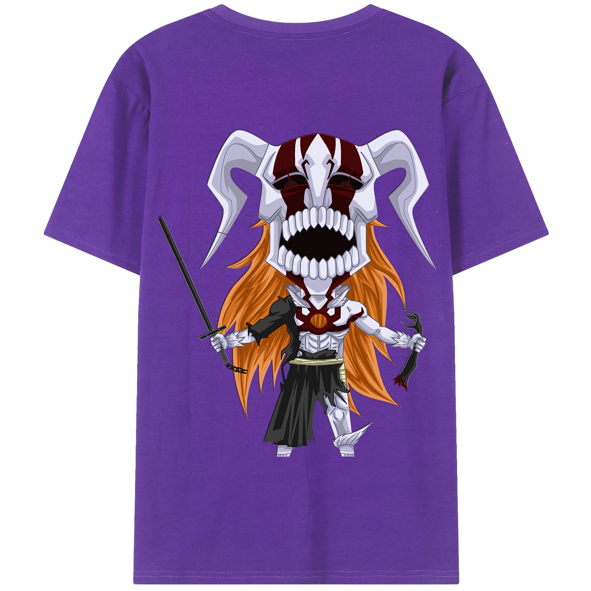 （画像用） ブリーチ 黒崎一護（くろさき いちご）BLEACH Kurosaki Ichigo 綿100％半袖Tシャツ（背面プリント）