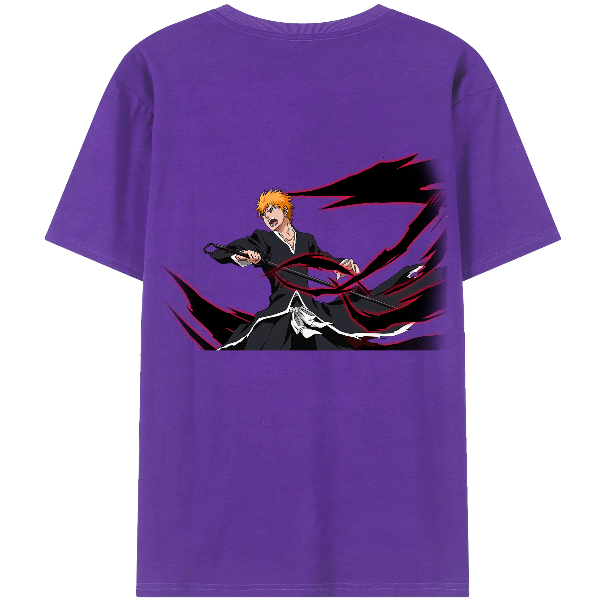 （画像用） ブリーチ 黒崎一護（くろさき いちご）BLEACH Kurosaki Ichigo 綿100％半袖Tシャツ（背面プリント）