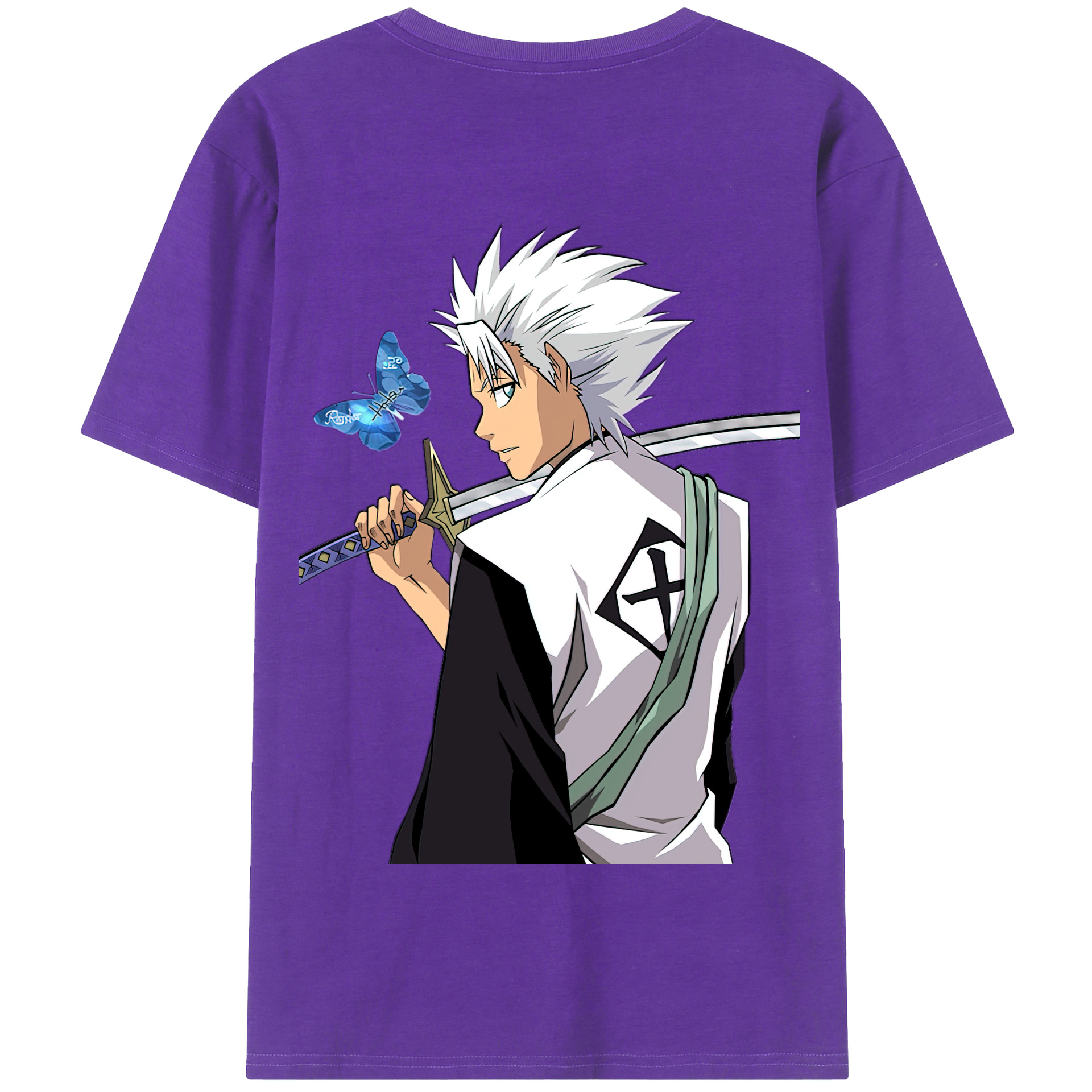 （画像用） ブリーチ 日番谷冬獅郎（ひつがや とうしろう） BLEACH Hitsugaya Toushirou 綿100％半袖Tシャツ（背面プリント）