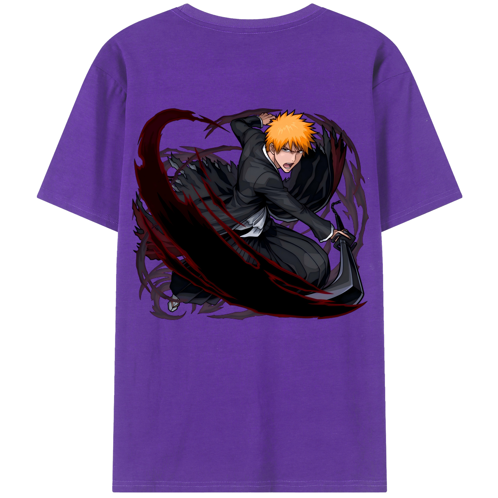 （画像用） ブリーチ 黒崎一護（くろさき いちご）BLEACH Kurosaki Ichigo 綿100％半袖Tシャツ（背面プリント）