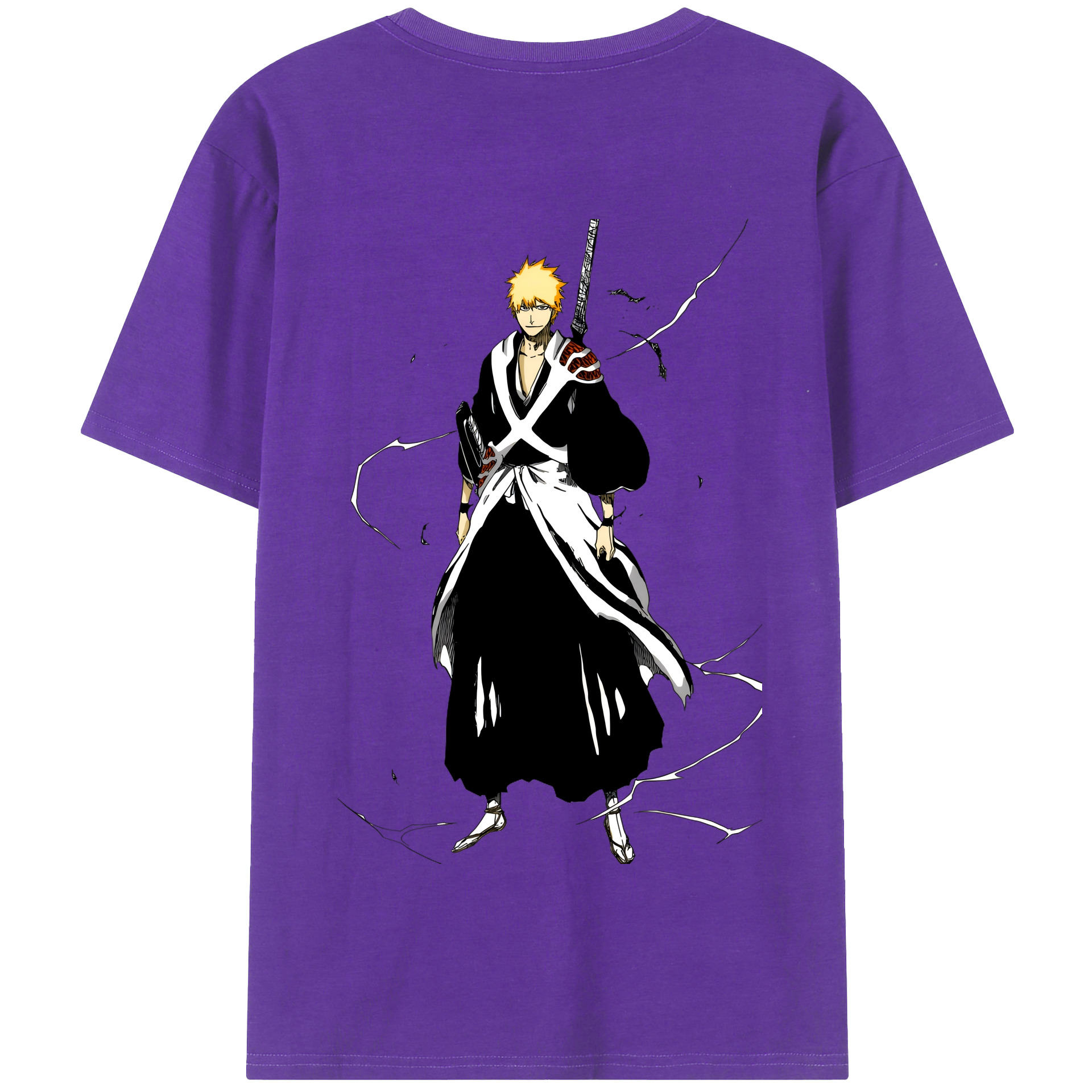 （画像用） ブリーチ 黒崎一護（くろさき いちご）BLEACH Kurosaki Ichigo 綿100％半袖Tシャツ（背面プリント）